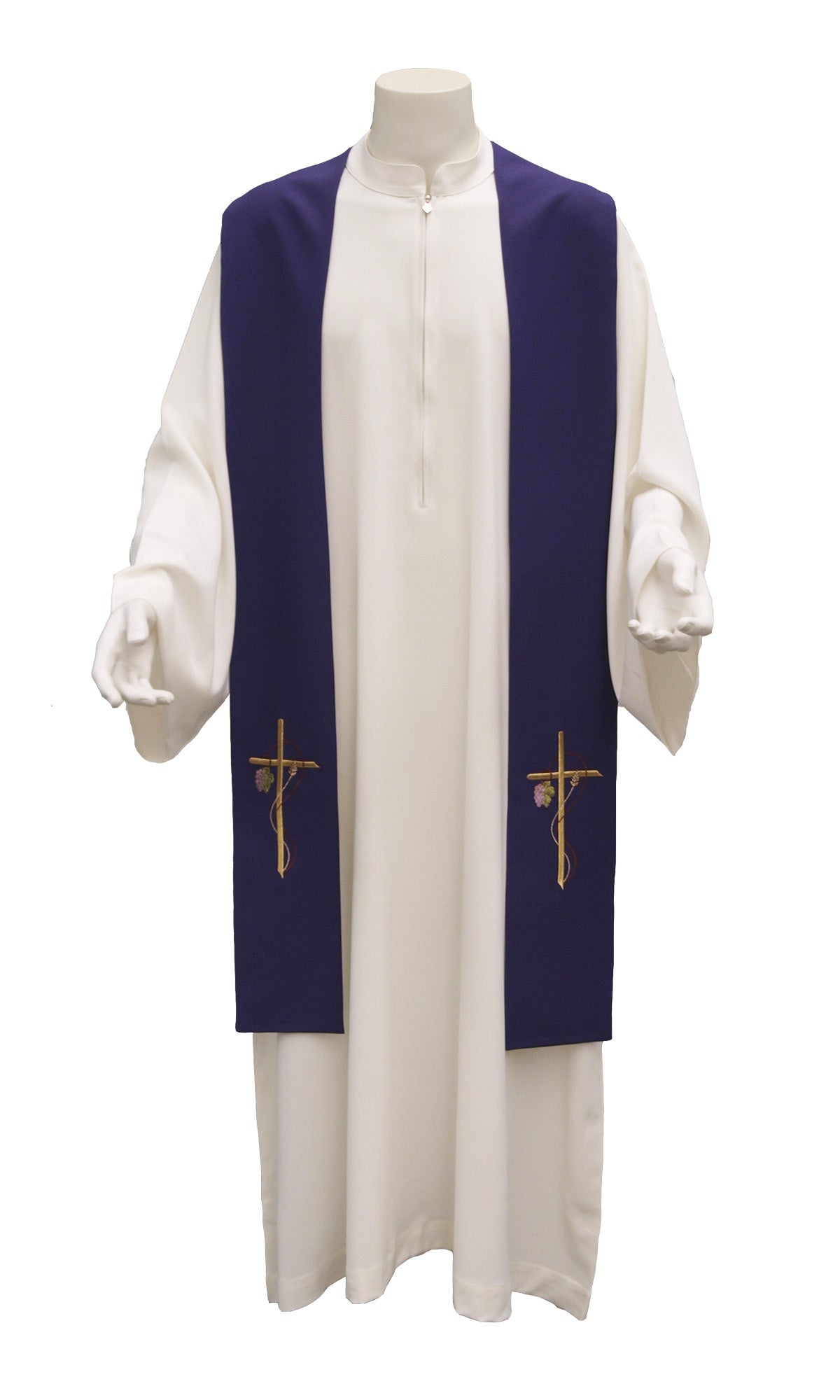 Stola economica Sacerdotale Ricamo croce spiga ed uva in Poliestere