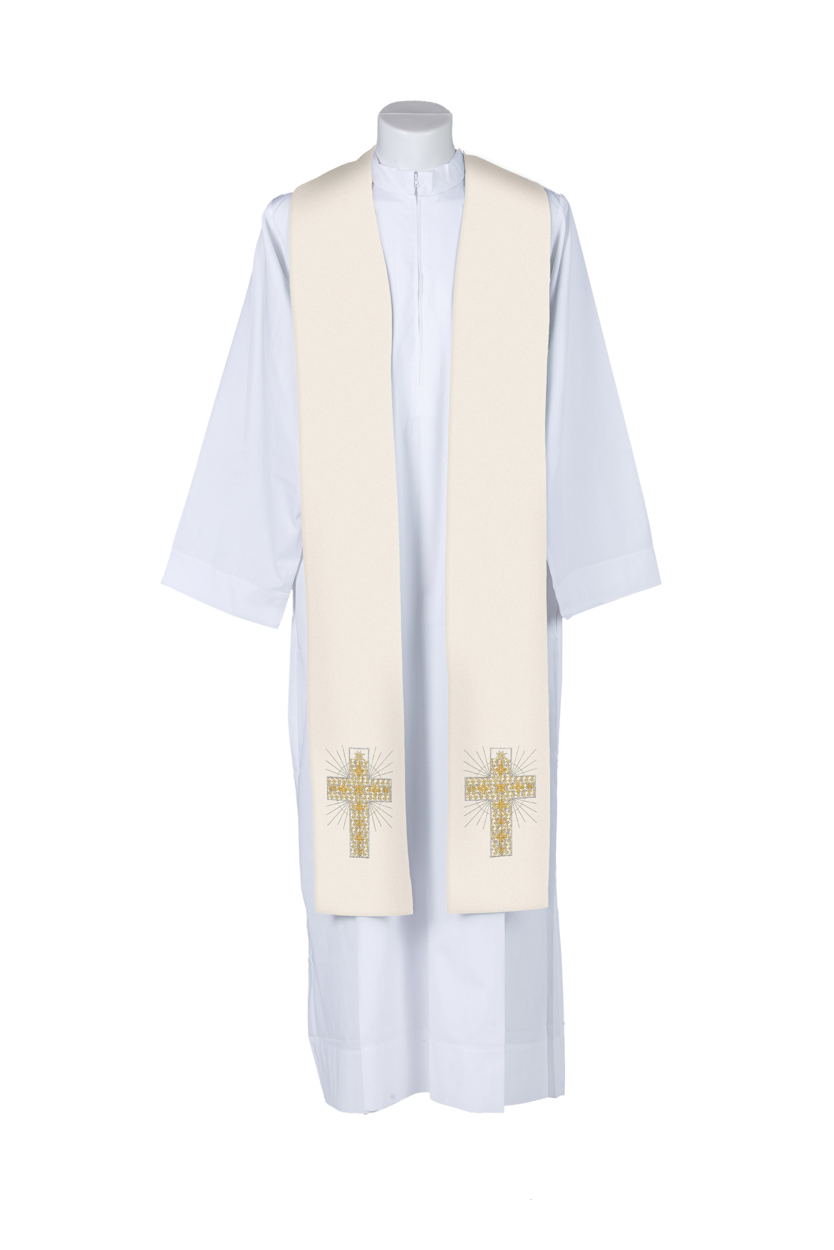 Stola Sacerdotale Ricamo Croce Gloriosa Oro (Colori Liturgici Disponibili)