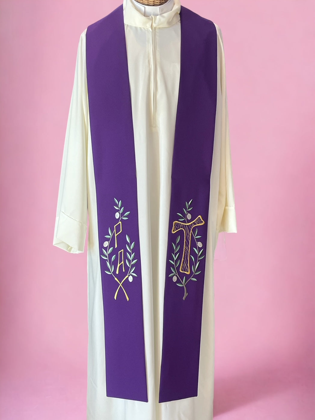 Stola Sacerdotale con Ricamo Colorato Simboli Sacri (Colori Liturgici Disponibili)