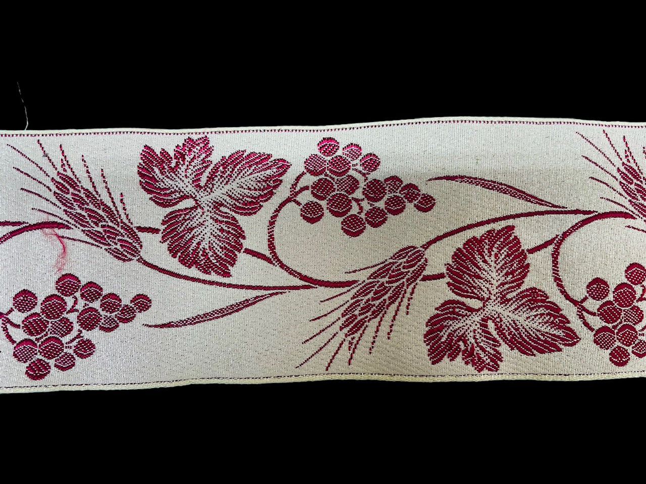 Gallone per tovaglia in Ryon e Lurex Grano ed Uva Altezza 9 cm