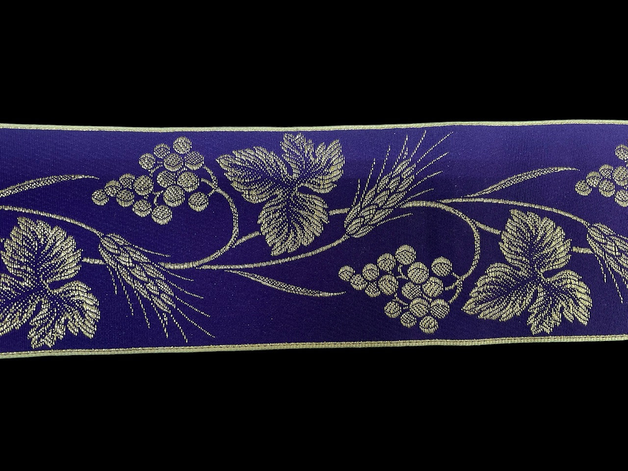 Gallone per tovaglia in Ryon e Lurex Grano ed Uva Altezza 9 cm