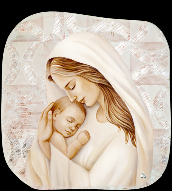 Quadro con Soggetto Madonna con Bambino in MDF Misura 29x29 cm