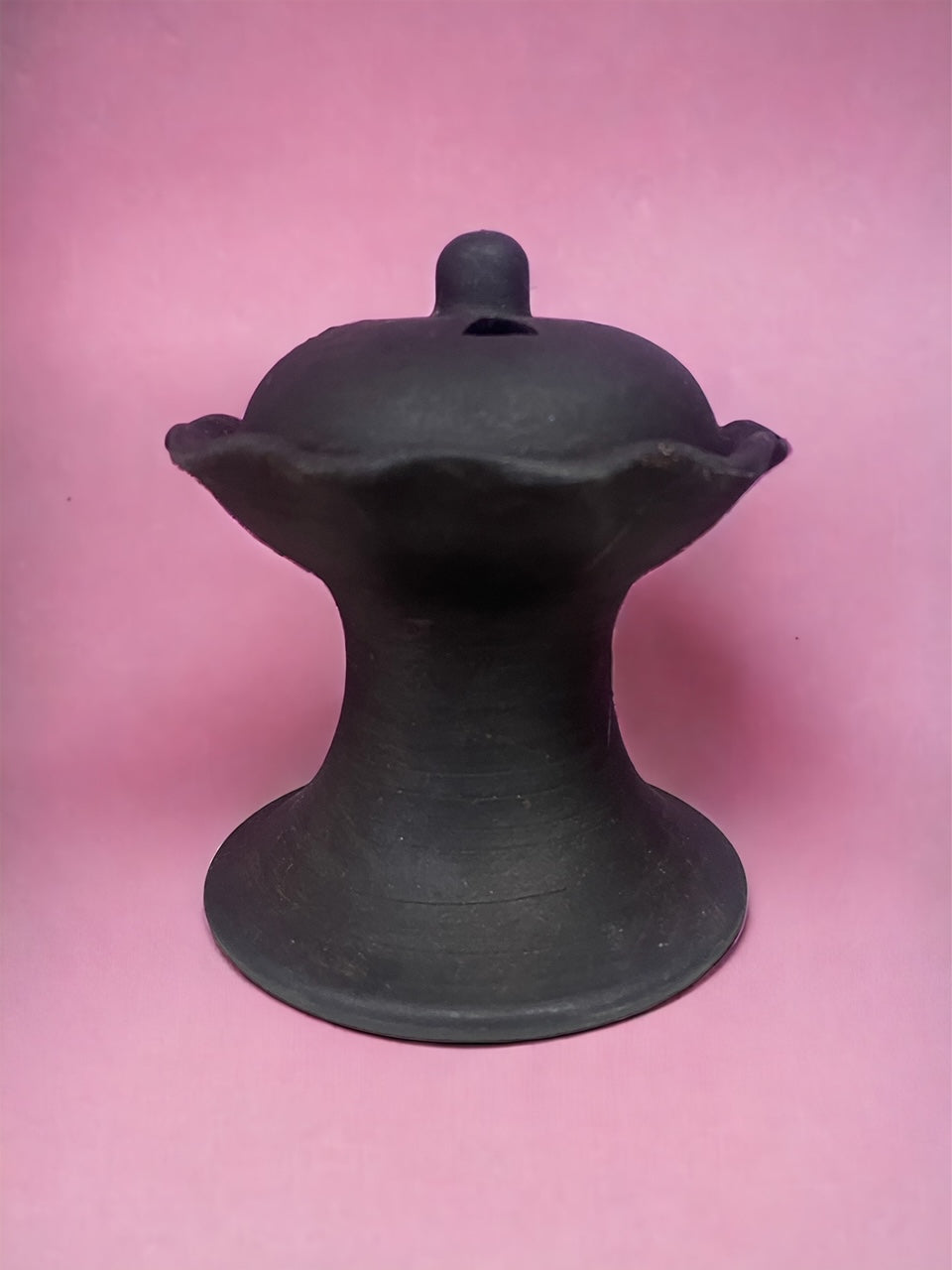 Brucia incenso etiope Terracotta annerita con coperchio Altezza 12 cm