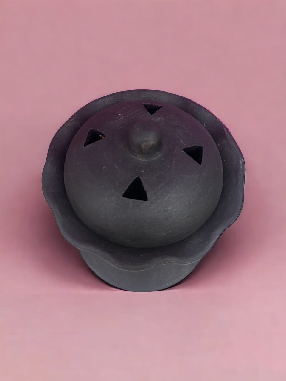 Brucia incenso etiope Terracotta annerita con coperchio Altezza 12 cm