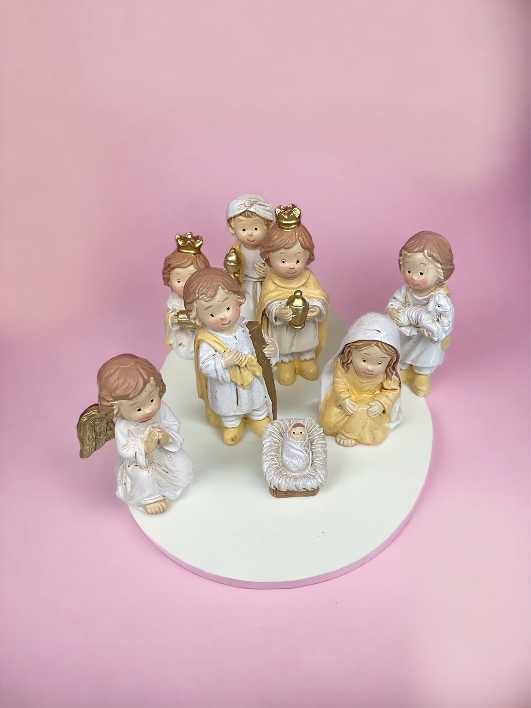 Set Natività in Resina con Otto Soggetti Dimensione 5,5 cm