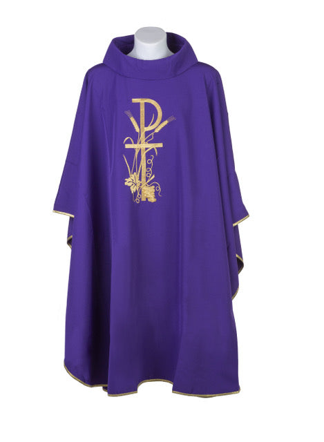 Casula con Ricamo P-Spighe ed Uva (Colori Liturgici Disponibili)