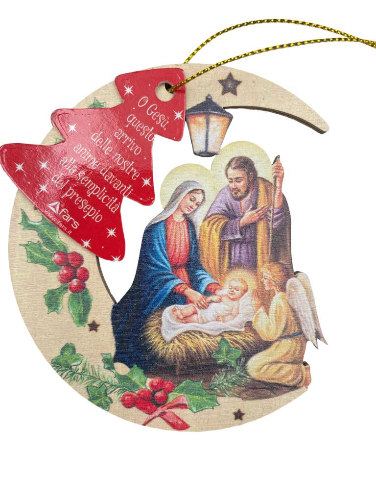 Addobbi Natalizi Natività Legno Albero di Natale con Confezione Regalo