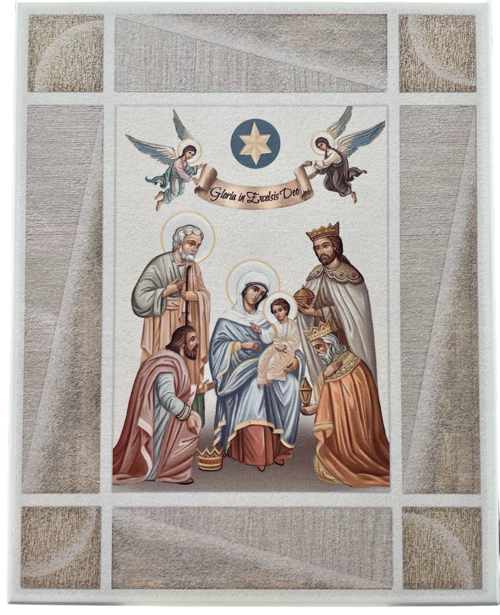 Icona legno Santo Natale 20x25 cm