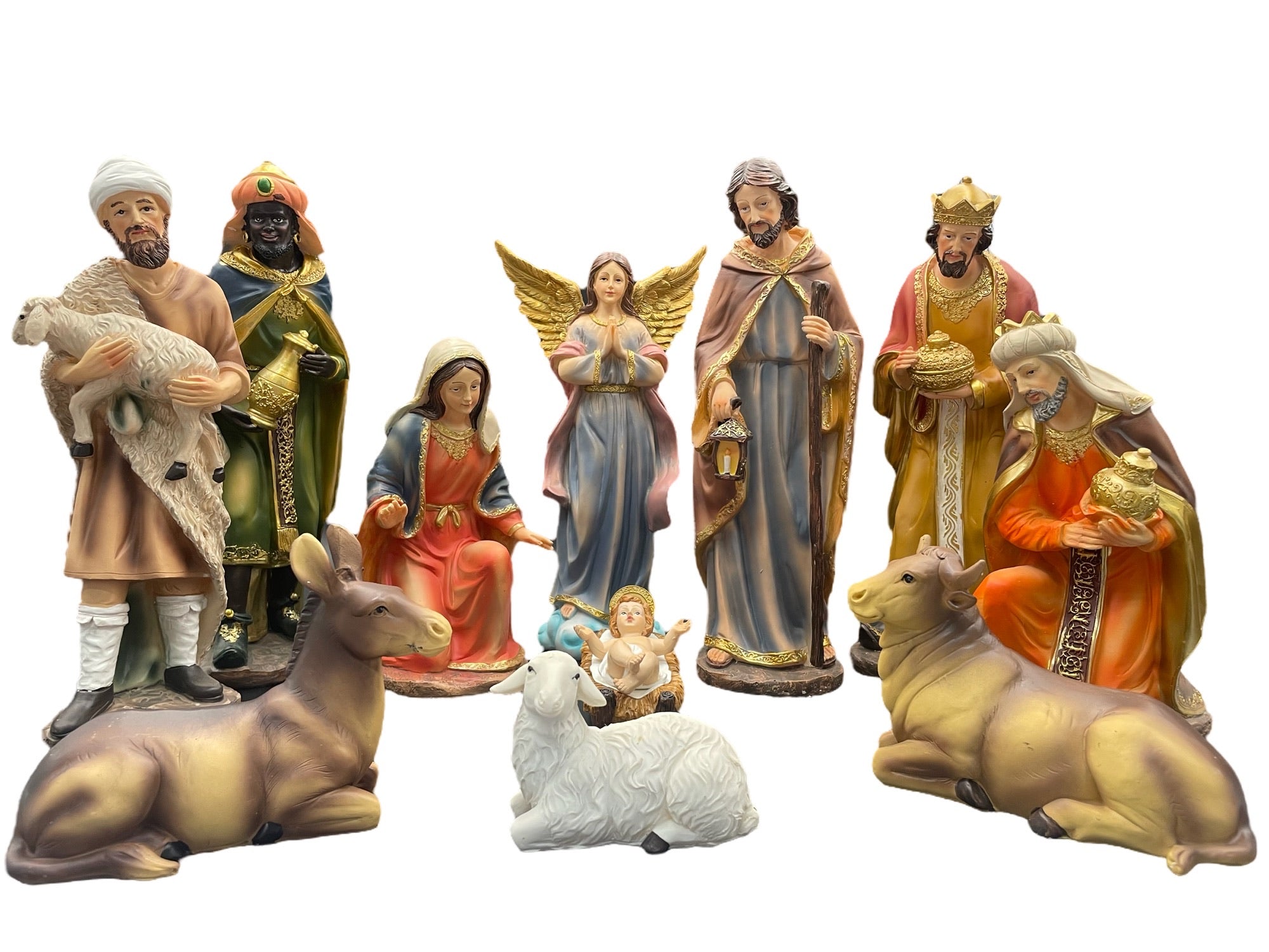Presepe in Resina Dipinto a Mano h. 20 cm (11 personaggi)