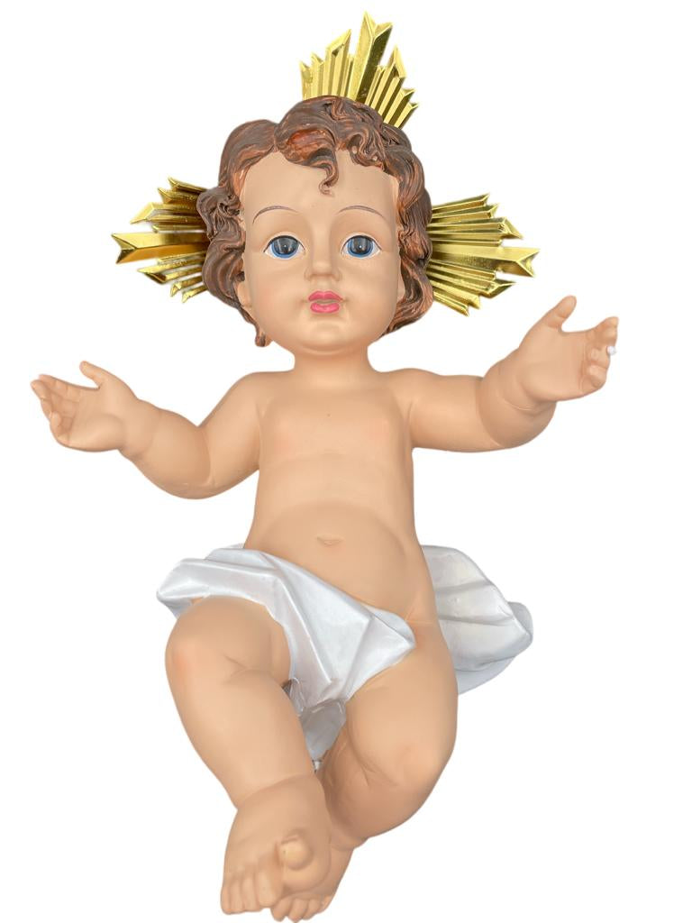 Gesù Bambino Benedicente in Resina con raggi Dorati h. 31 cm