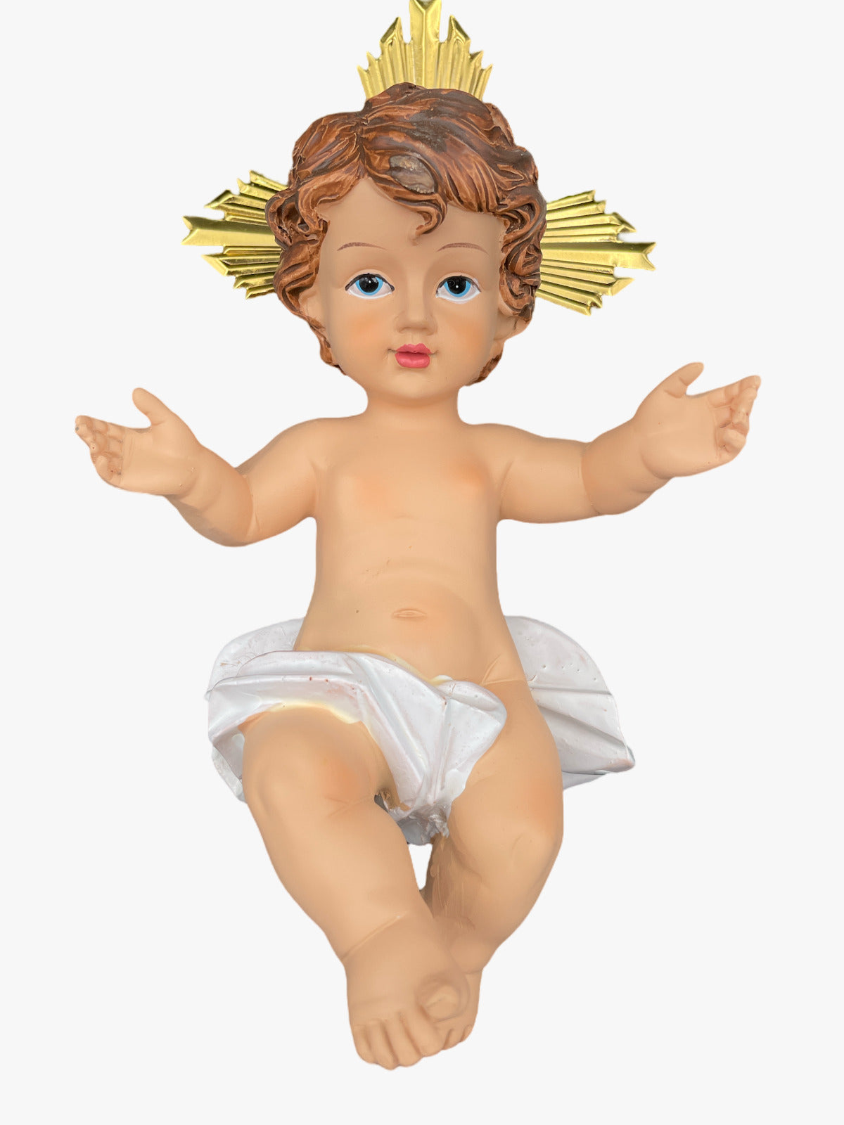 Gesù Bambino Benedicente in Resina con raggi Dorati h. 20 cm