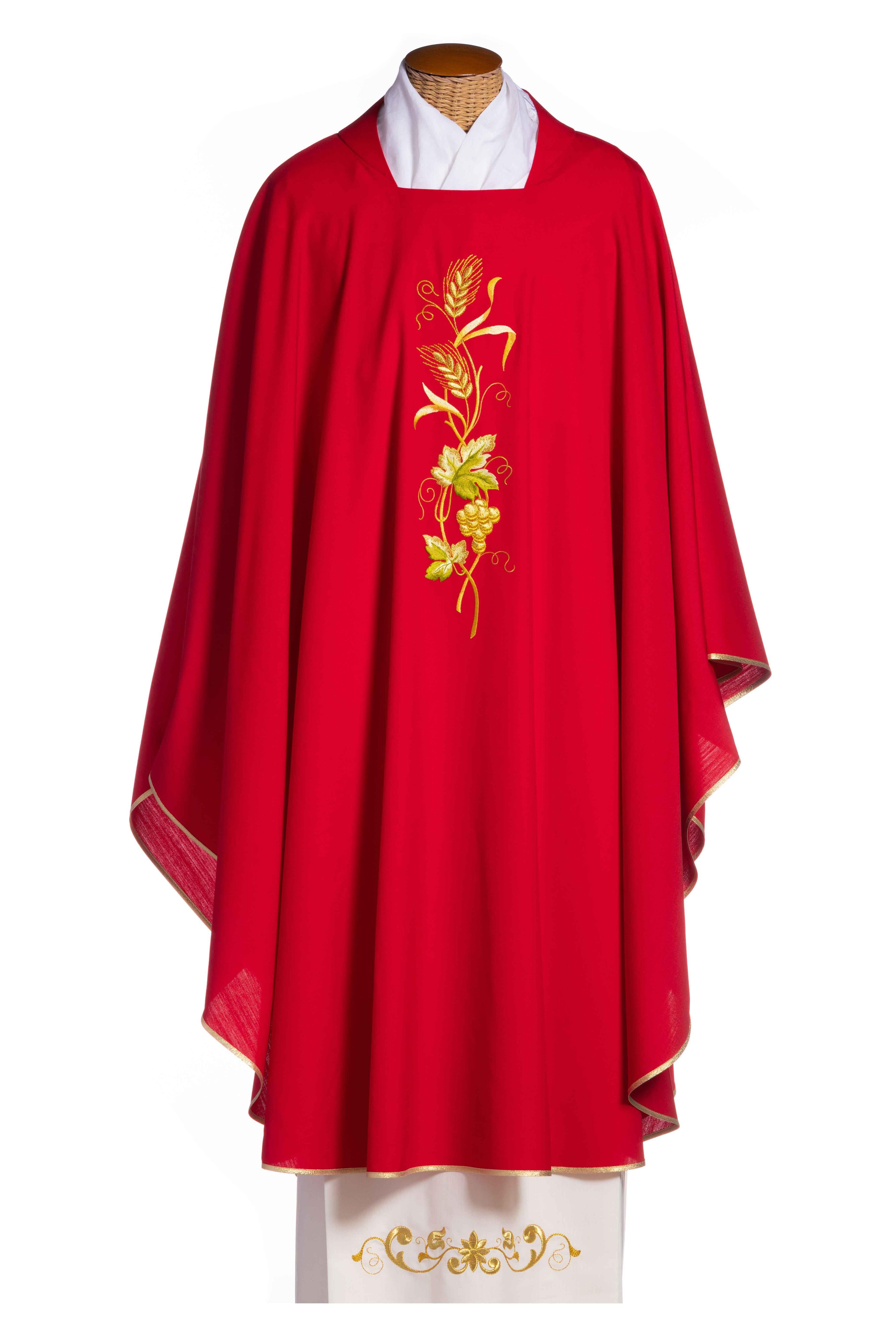 Casula Ricami Oro Spiga, Vite Uva (Colori Liturgici Disponibili, Morello e Rosa)