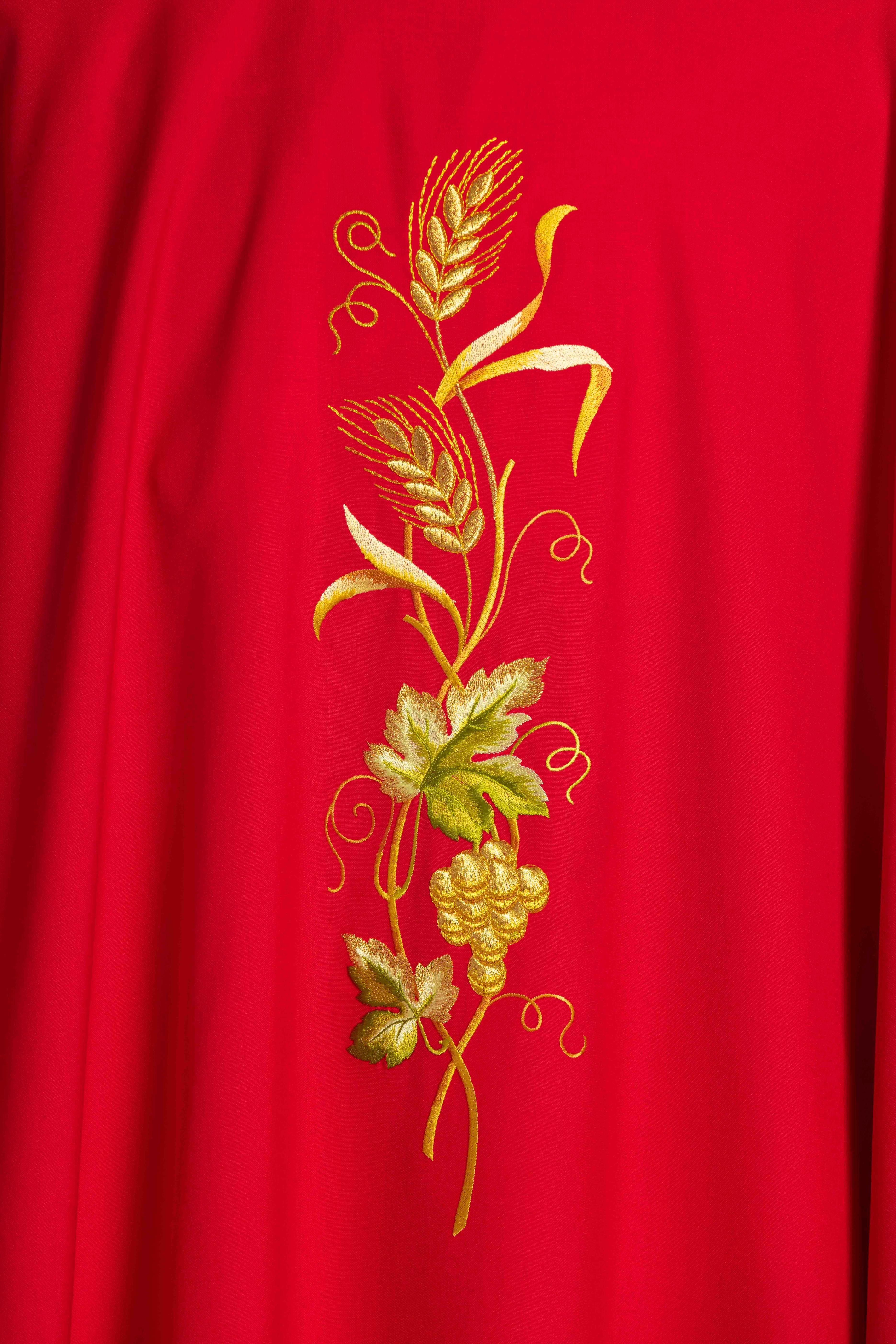 Casula Ricami Oro Spiga, Vite Uva (Colori Liturgici Disponibili, Morello e Rosa)