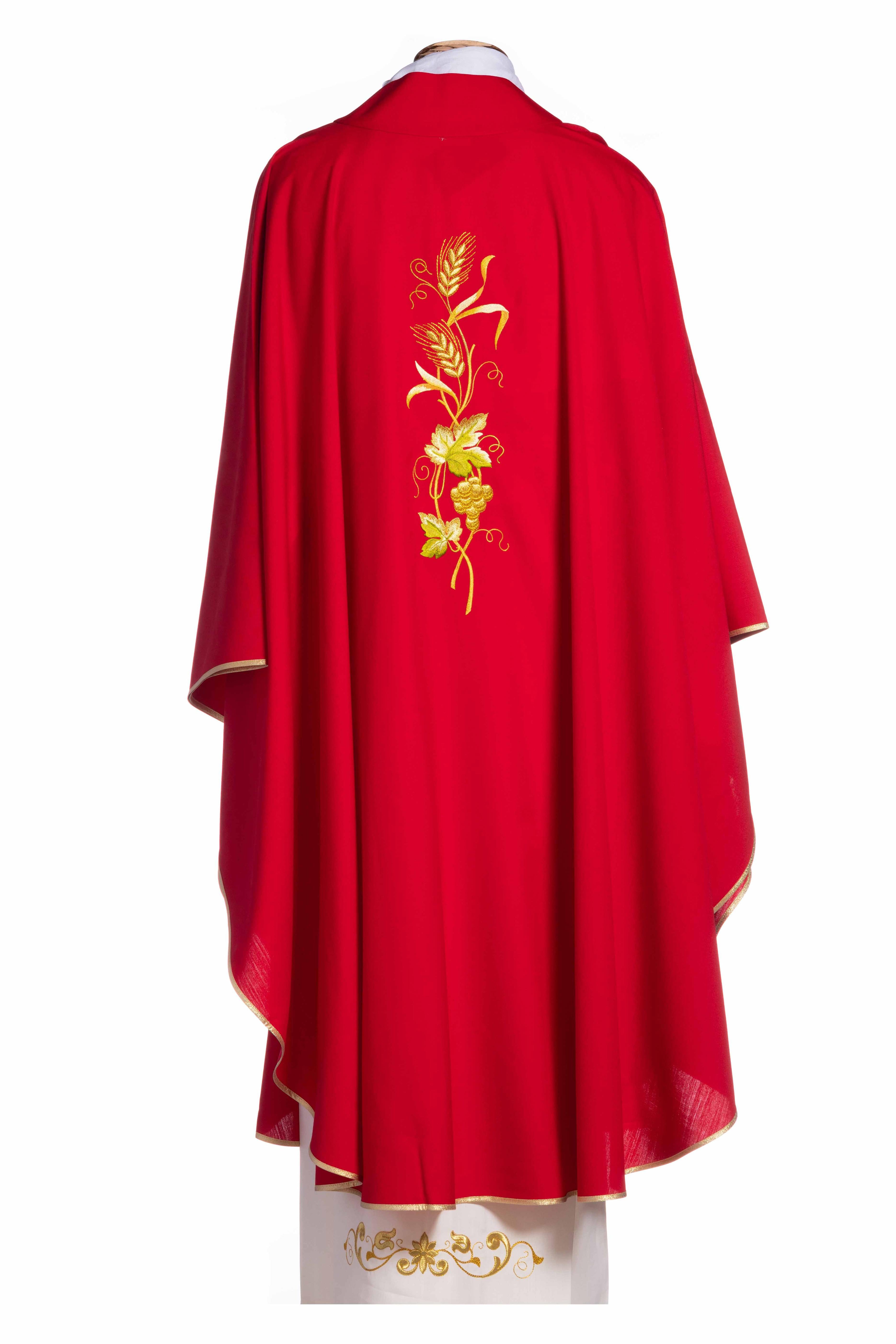 Casula Ricami Oro Spiga, Vite Uva (Colori Liturgici Disponibili, Morello e Rosa)