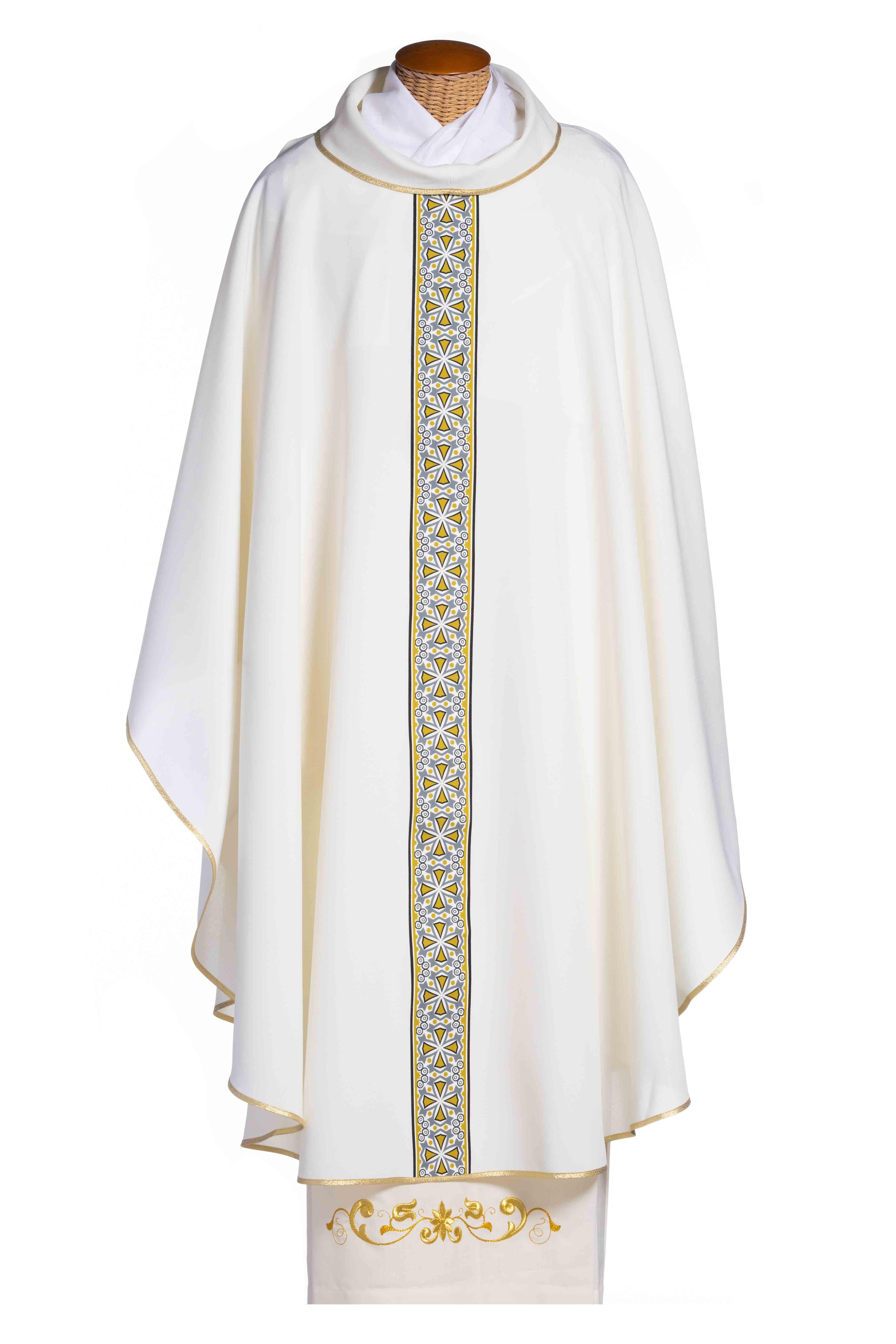 Casula con Fascia Centrale (Colori Liturgici Disponibili, Rosa e Morello)