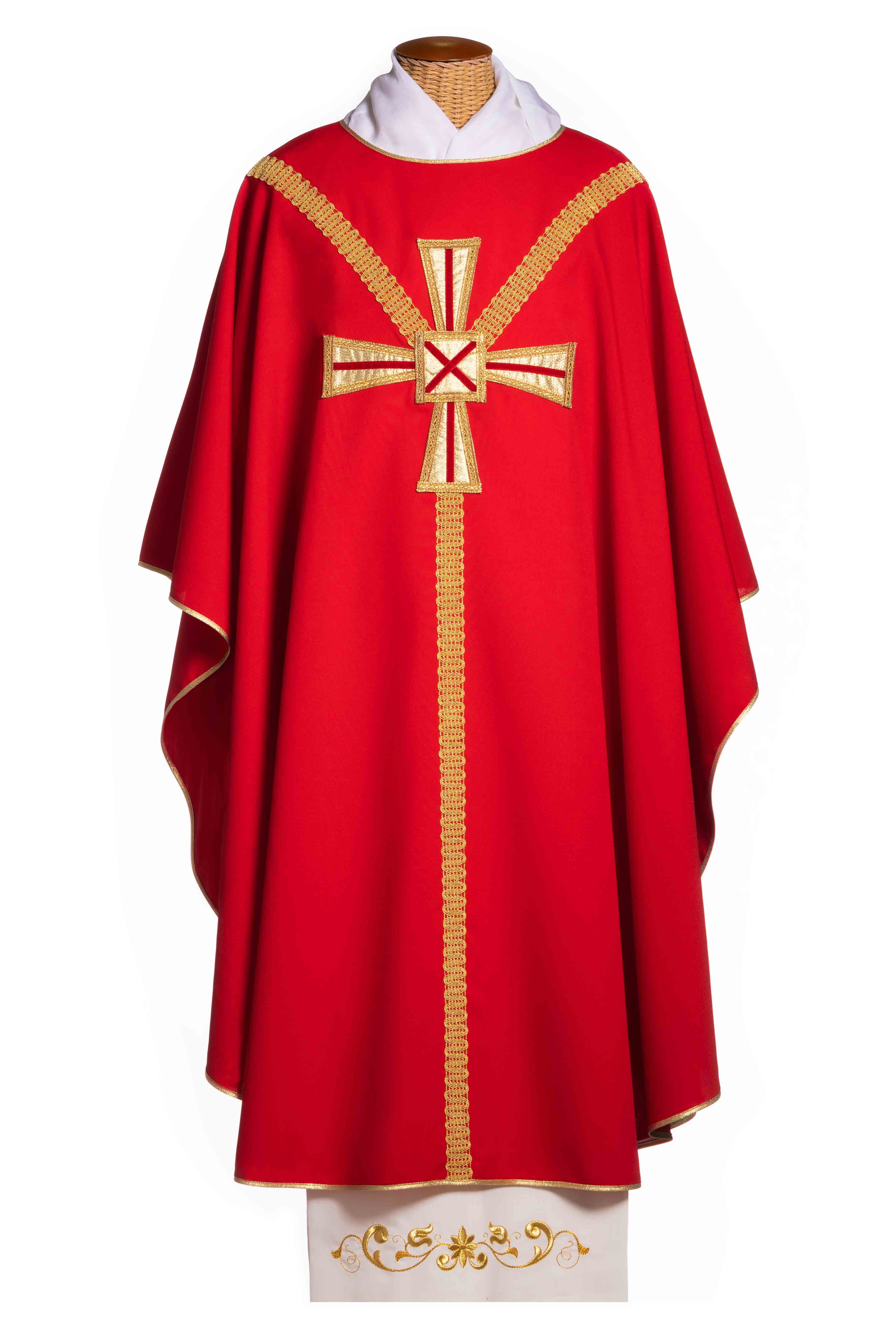 Casula con Croce Centrale Oro (Colori Liturgici Disponibili)
