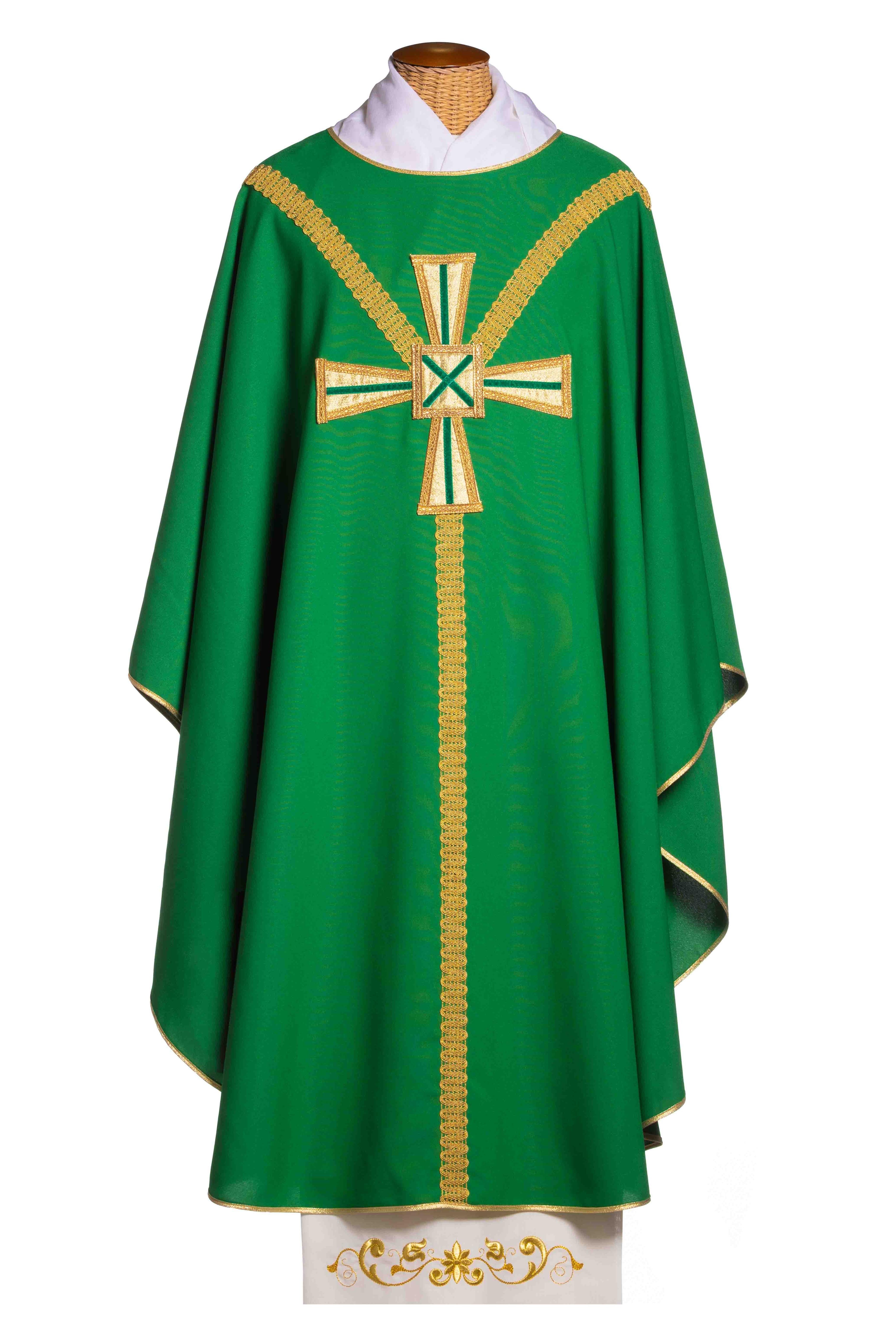 Casula con Croce Centrale Oro (Colori Liturgici Disponibili)