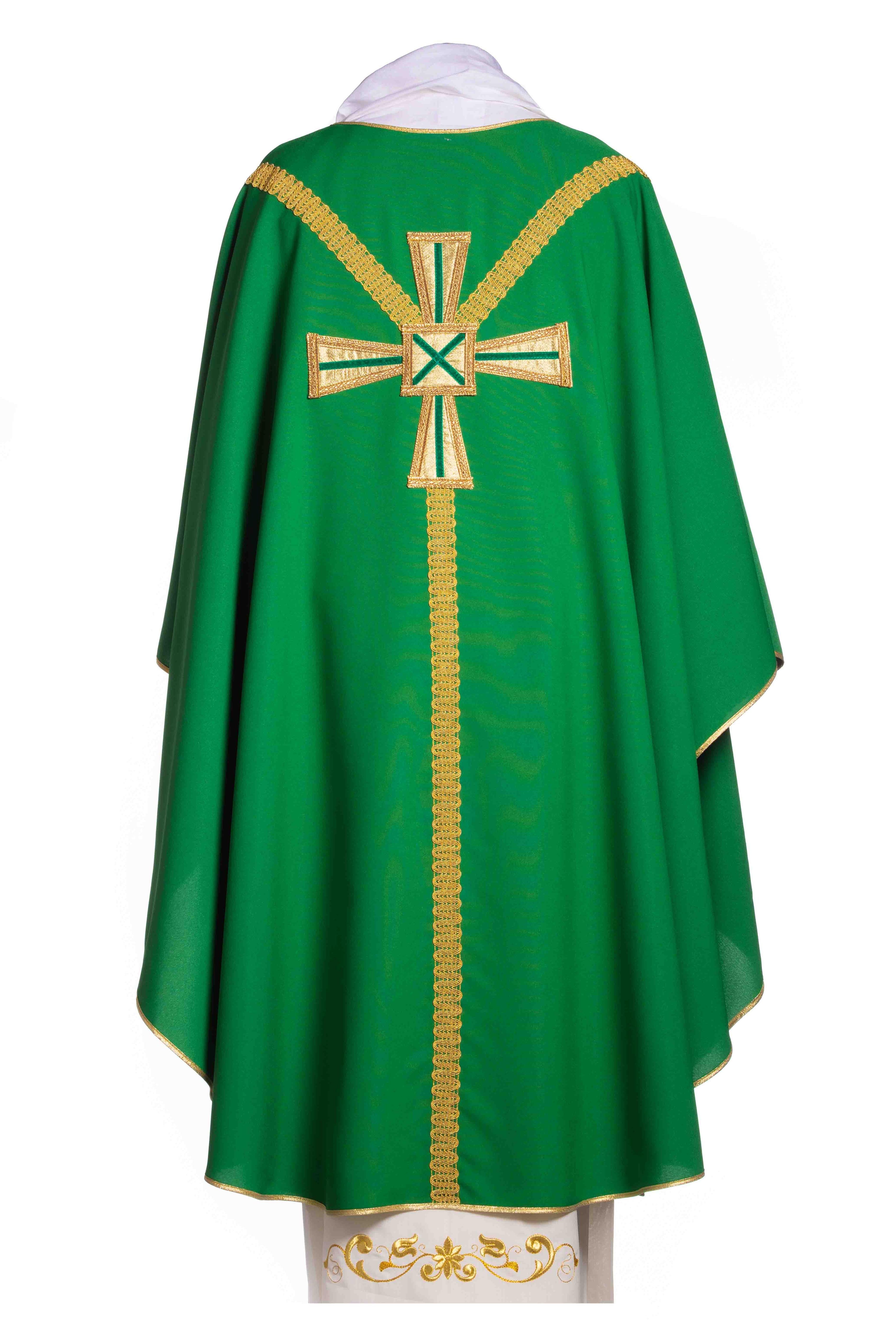 Casula con Croce Centrale Oro (Colori Liturgici Disponibili)