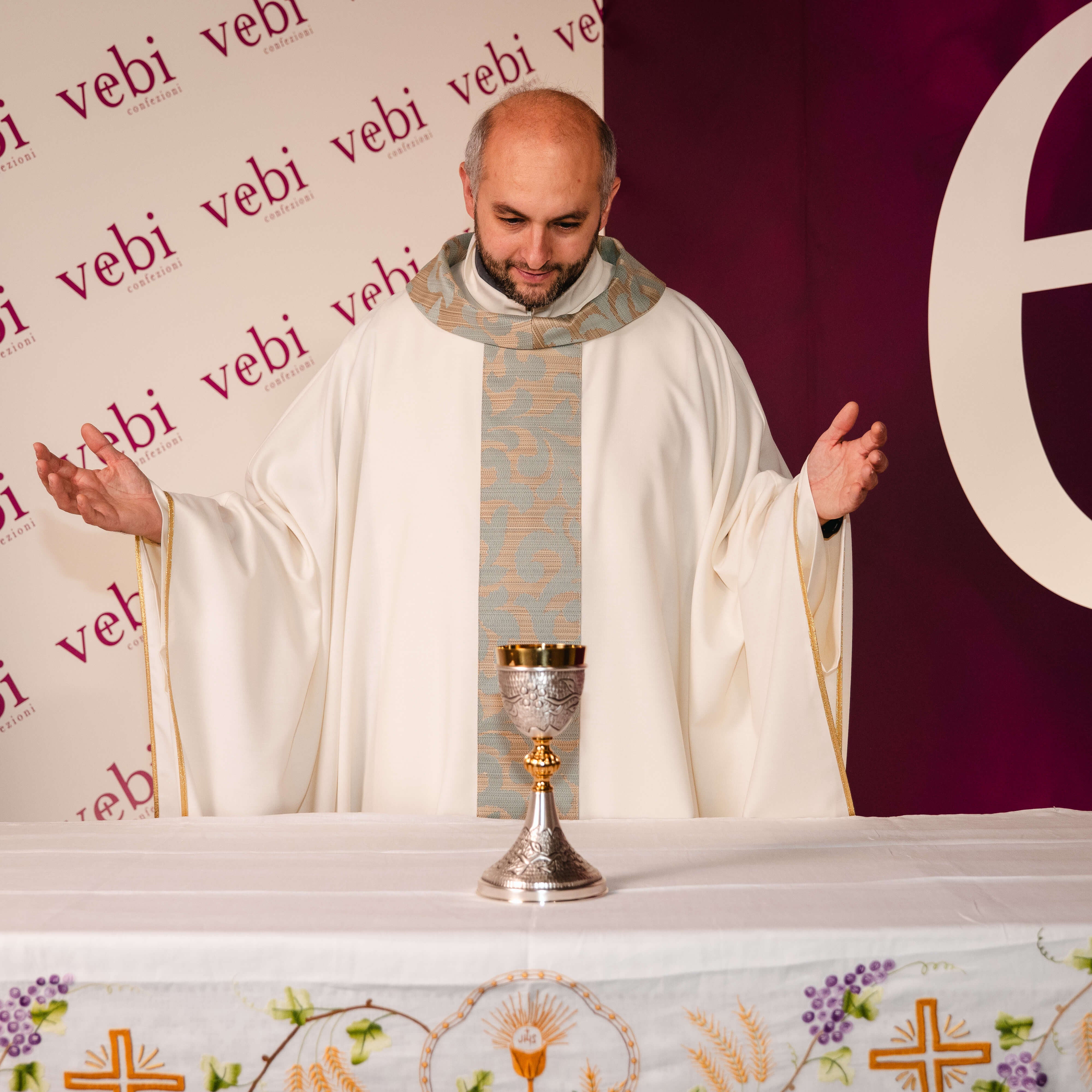 Casula Mariana con Stolone Damascato Azzurro