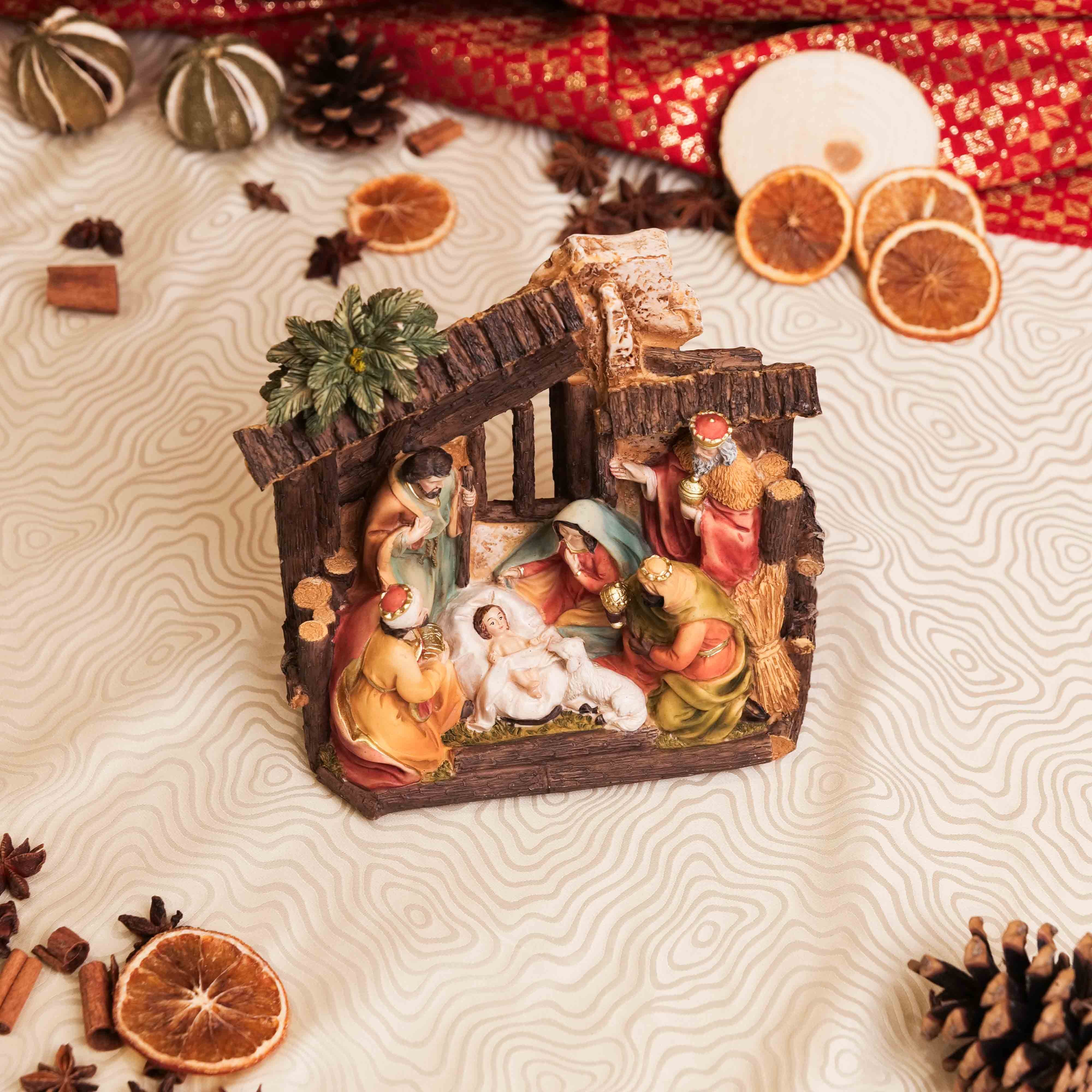 Presepe in Resina Sacra famiglia e Re Magi Altezza cm 17