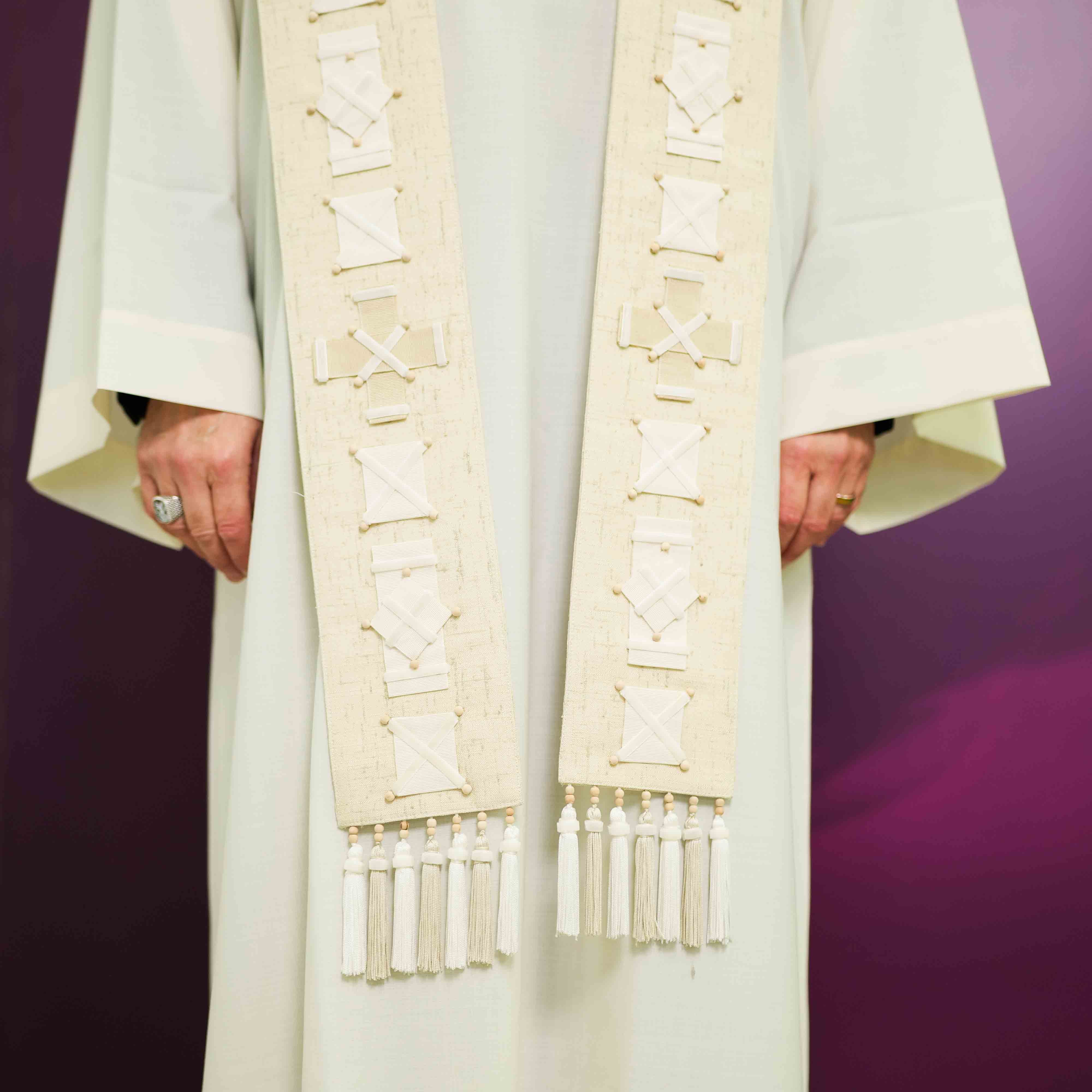 Stola per Sacerdote in Misto Seta Bianco