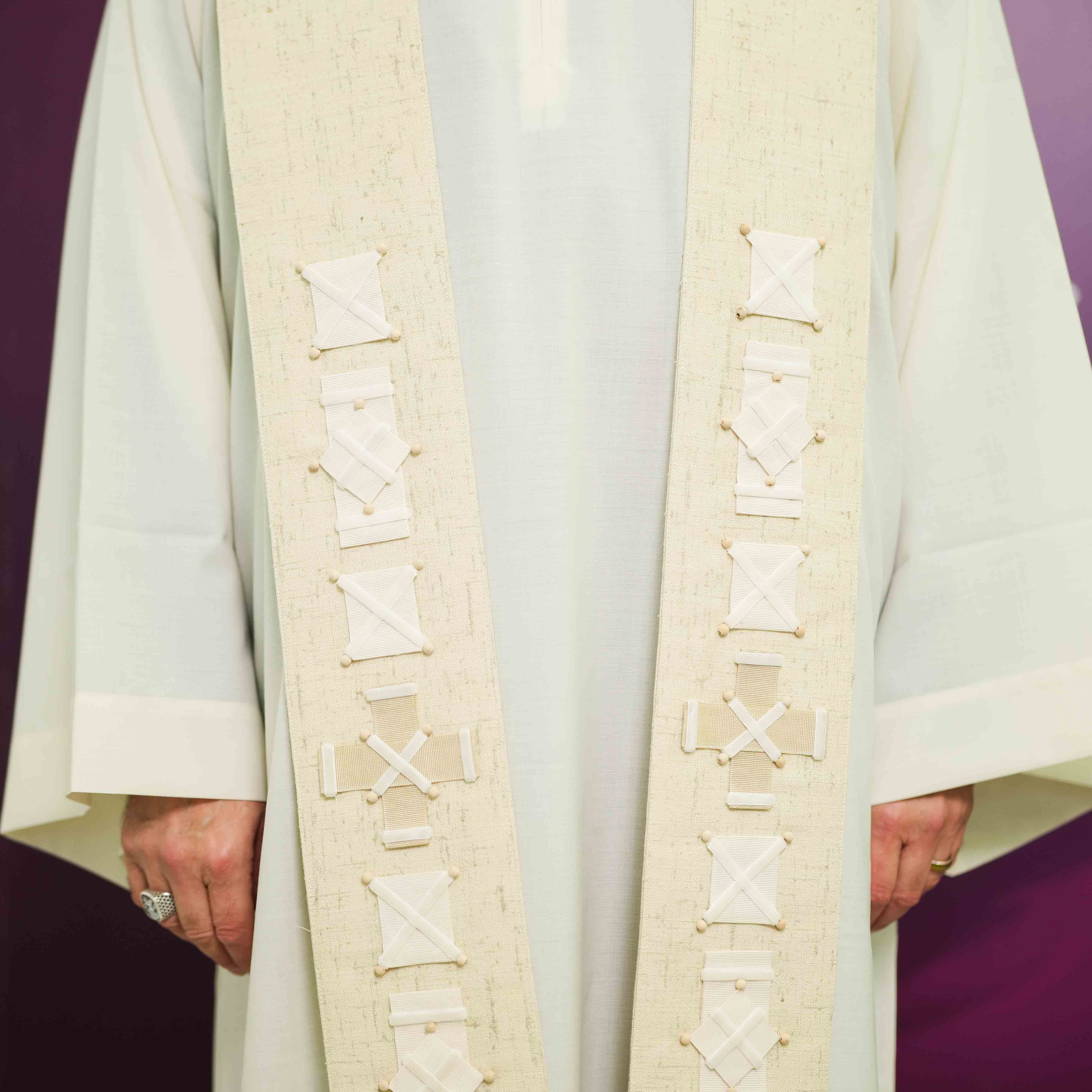 Stola per Sacerdote in Misto Seta Bianco
