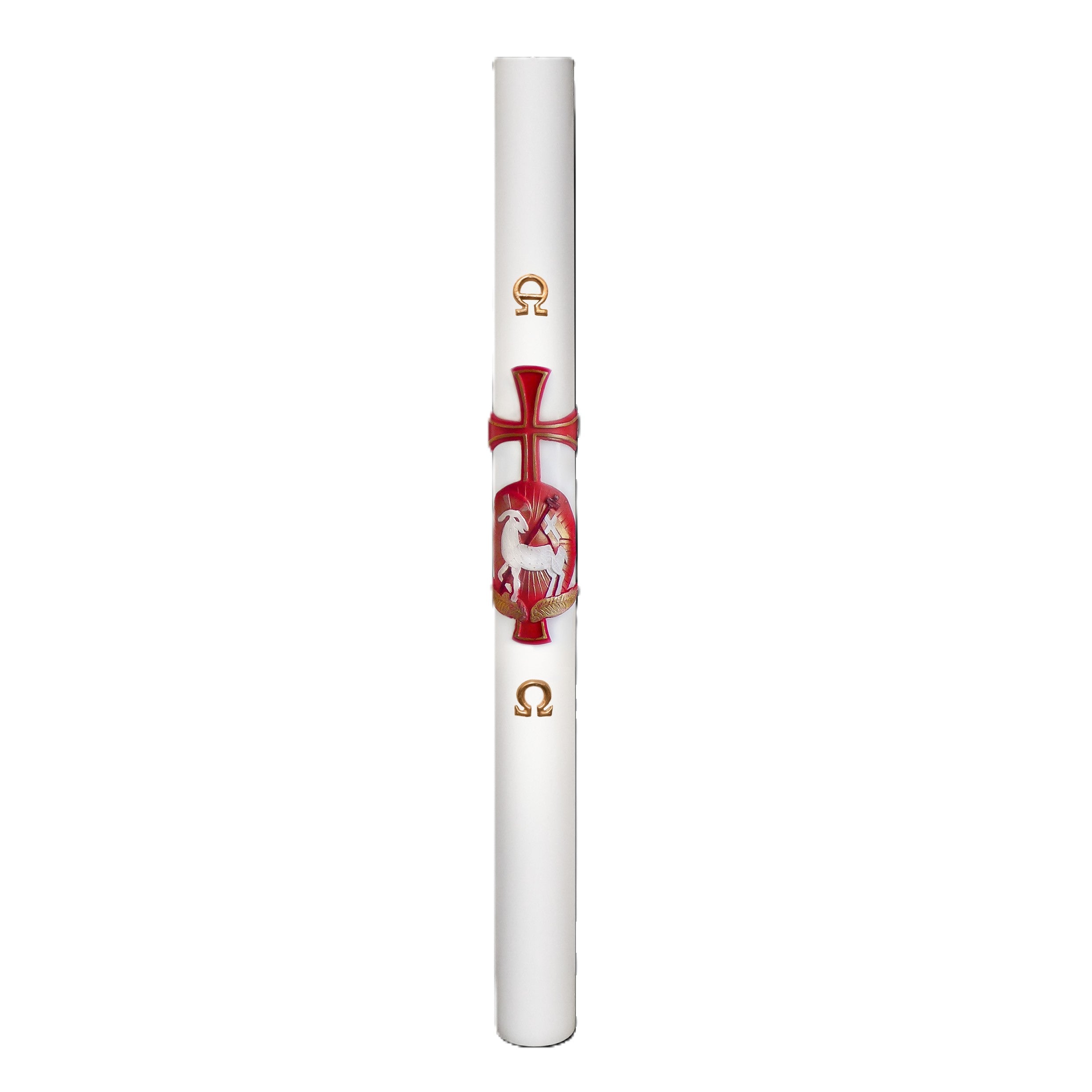 Cero Pasquale Cera Api/Bianco Bassorilievo Agnello Glorioso Sfondo Rosso