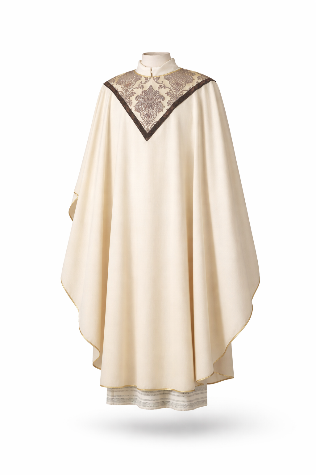 Casula Lana e Lurex Dorato con Inserto Triangolo in Damasco