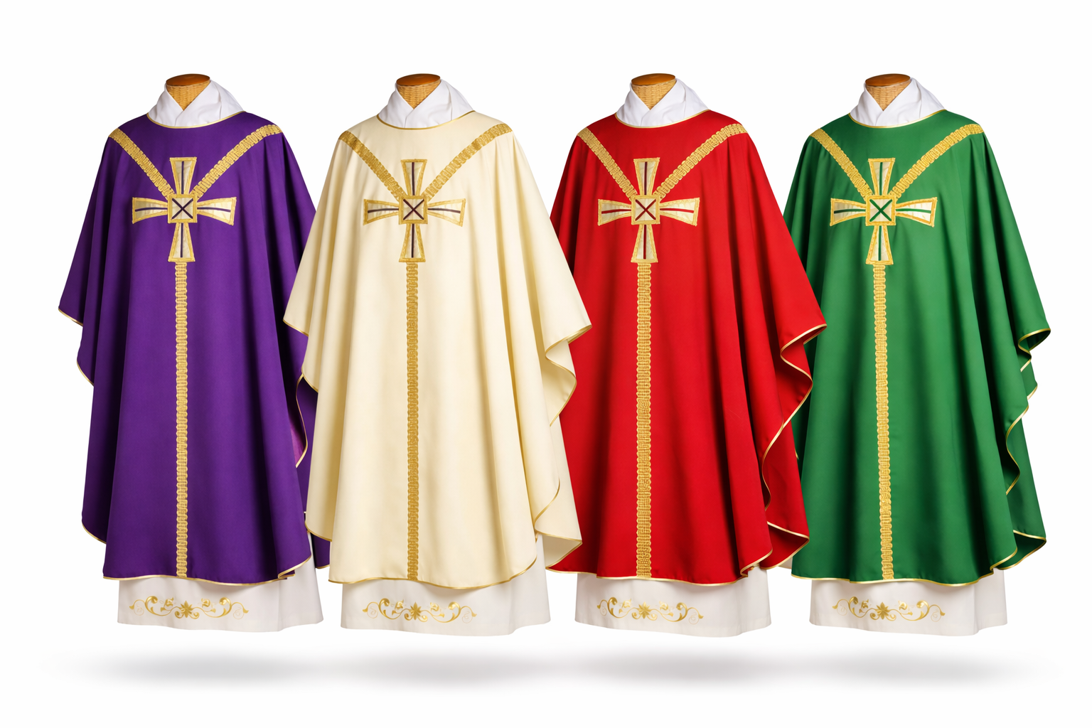 Casula con Croce Centrale Oro (Colori Liturgici Disponibili)