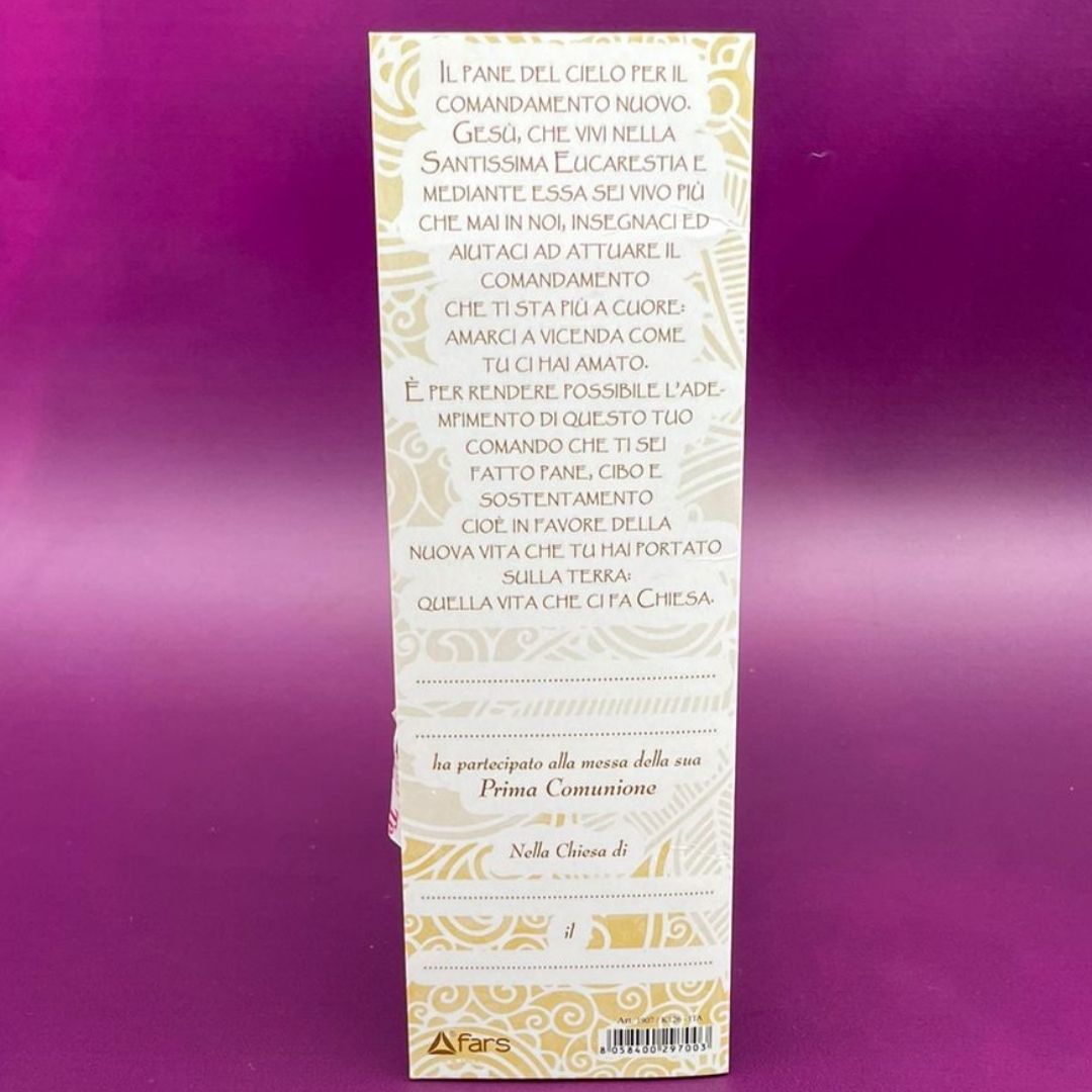 Collana Ricordo della Prima Comunione con Simboli in Madreprerla e Cartoncino Ricordo