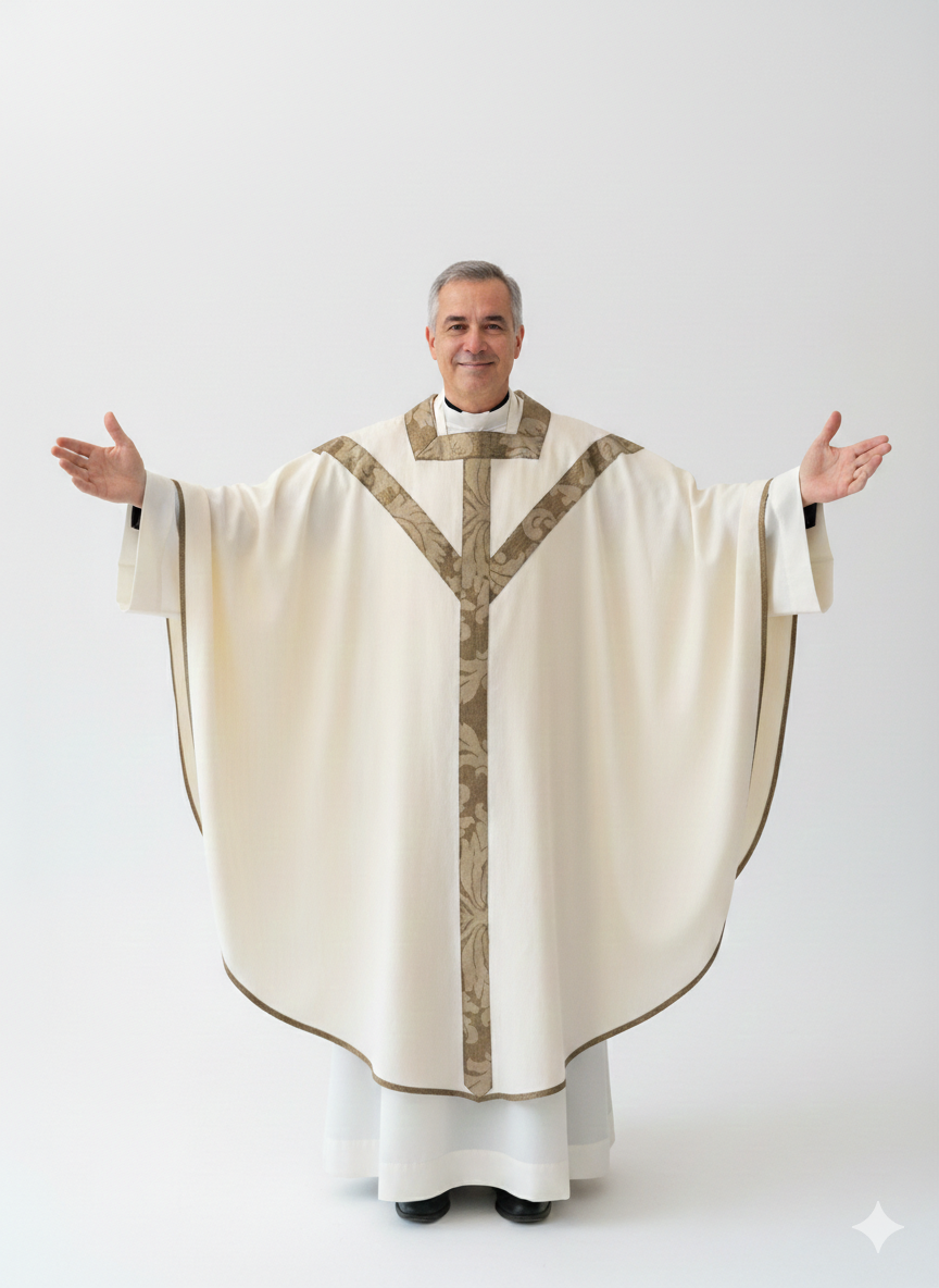 Casula  con motivo Y e collo quadro