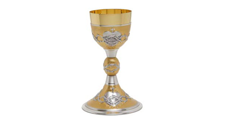 Calice Cesellato Sacro Cuore in Metallo