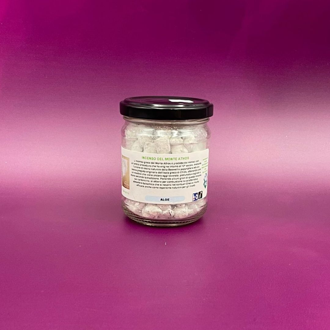 Incenso Greco in Grani Monte Athos Aroma Aloe Barattolo 110 Grammi