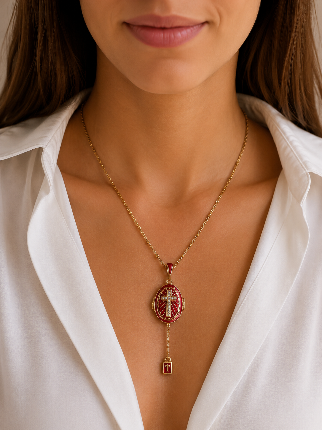 Collana Ovetto della Fede con Angelo custode