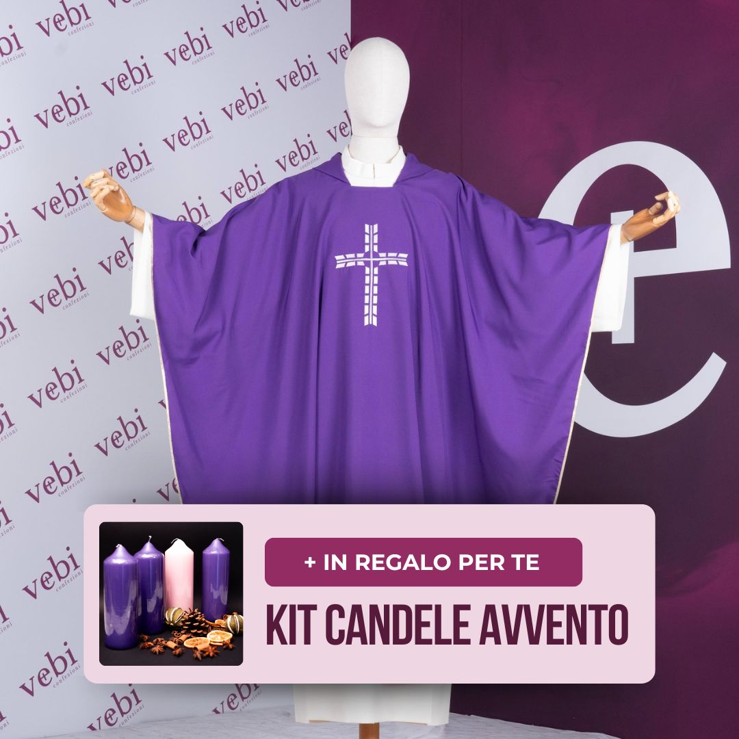 Casula Sacerdotale in Tessuto Leggero Croce Spezzata + Kit Avvento Omaggio