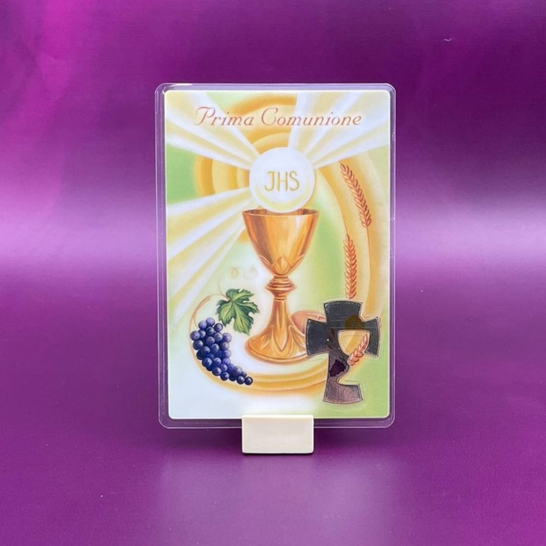 Card Plastificata con preghiera e Simboli Comunione (Supporto Incluso)