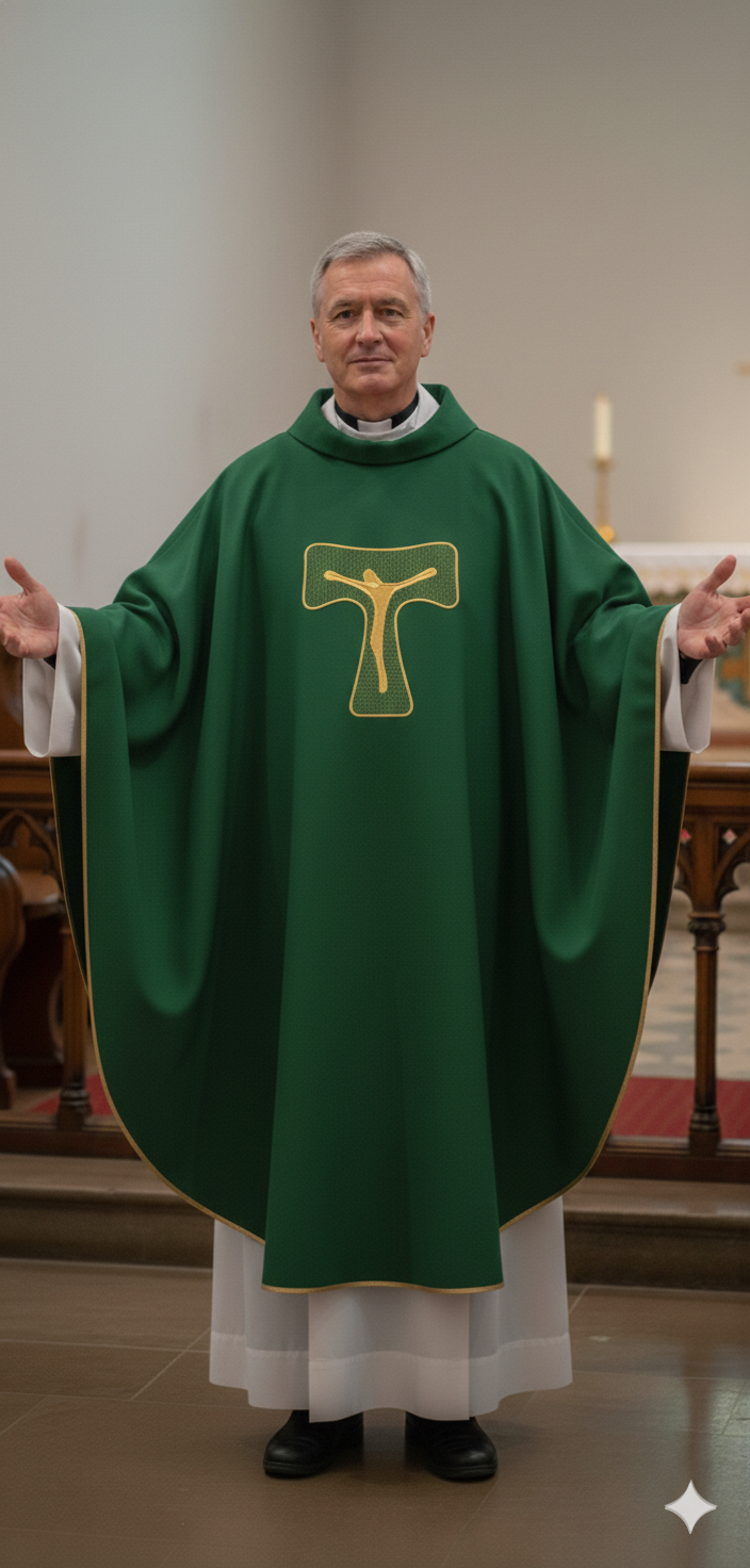 Casula Poliestere con Croce TAU (Colori Liturgici Disponibili)