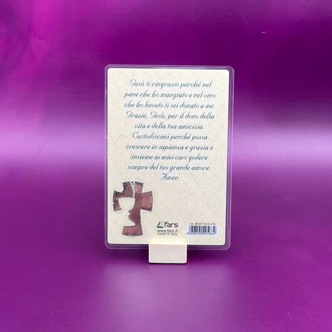 Card Plastificata con preghiera e Simboli Comunione (Supporto Incluso)
