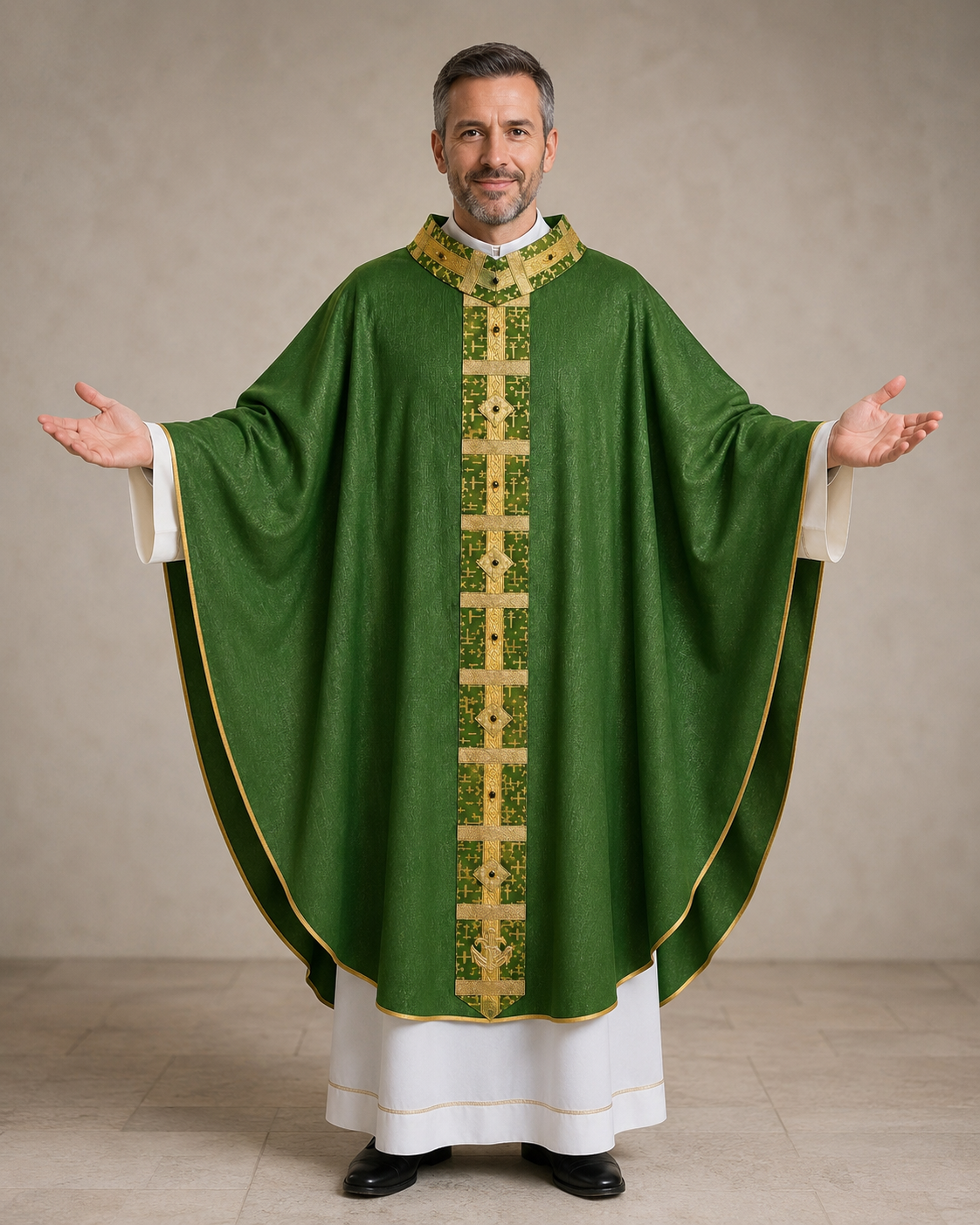 Casula Liturgica con Stolone Ricamato – Disponibile in Tutti i Colori Liturgici
