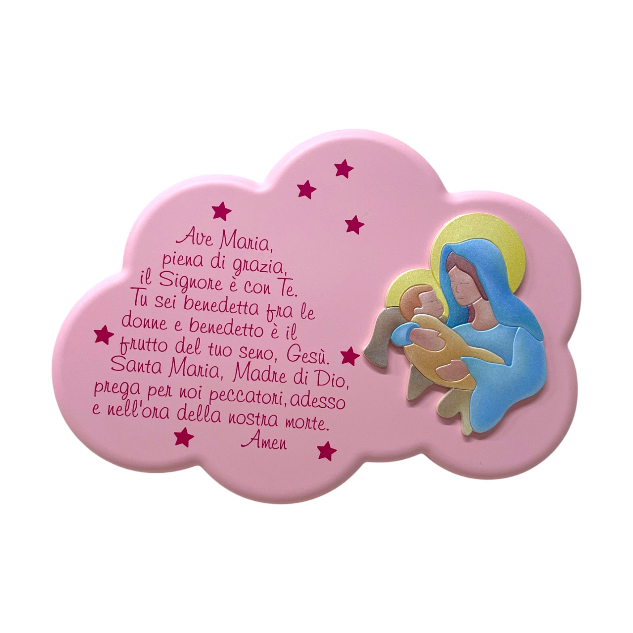 Quadretto Laccato 25x18 Modello Nuvola Rosa Ave Maria