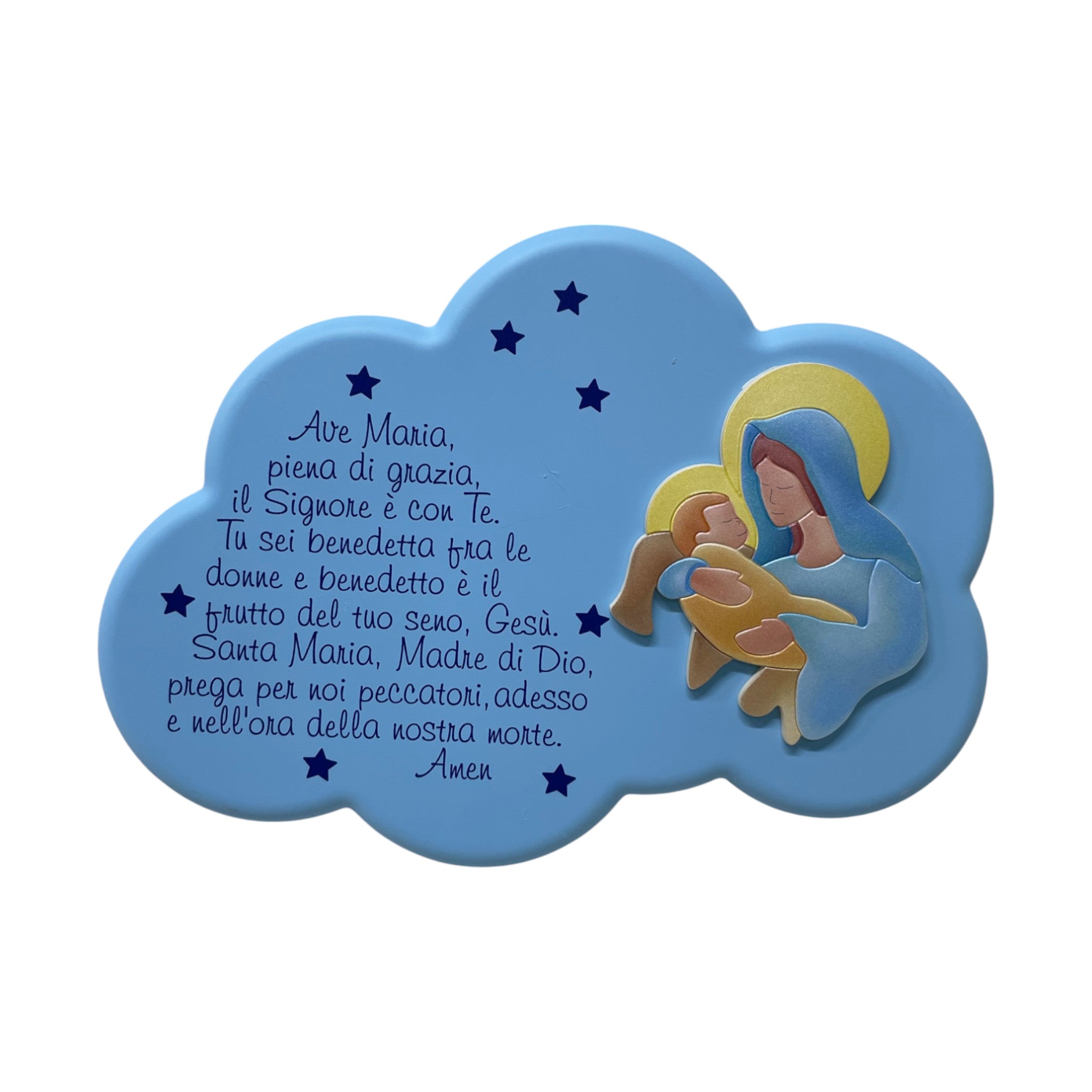 Quadretto Laccato 25x18 Ave Maria Celeste