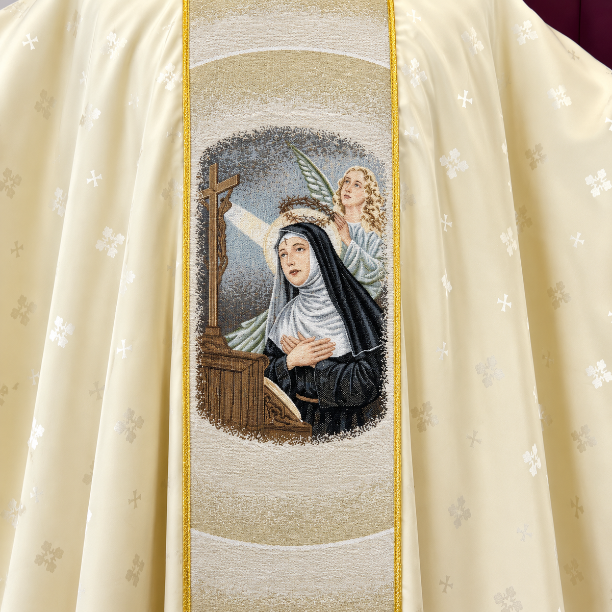 Casula Santa Rita in Damasco Misto Seta con Stolone