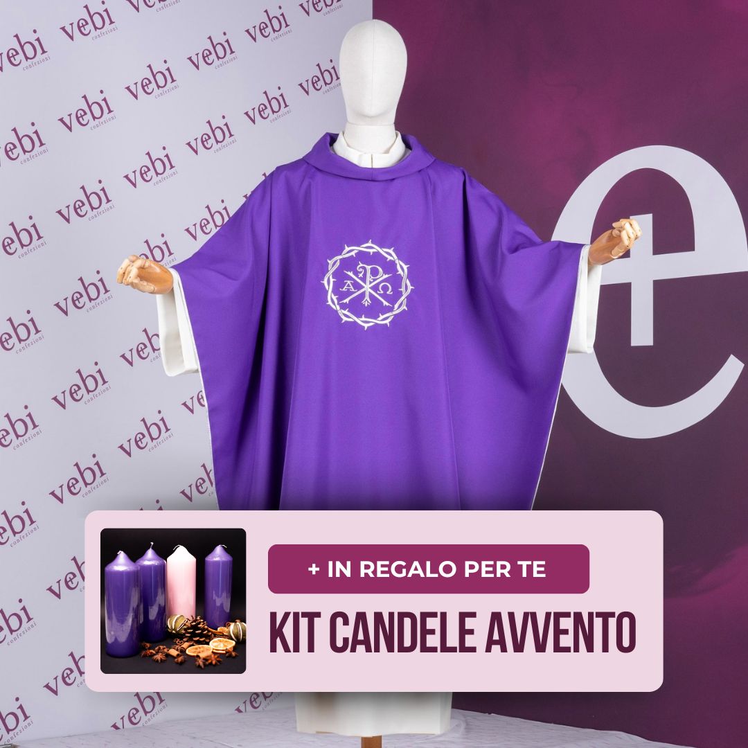 Casula Viola Raffigurazione Monogramma di Cristo + Kit Avvento Omaggio