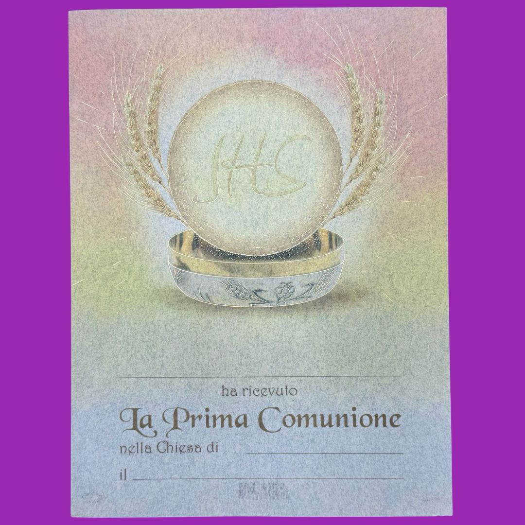 Pergamena Prima Comunione Simboli Eucaristici