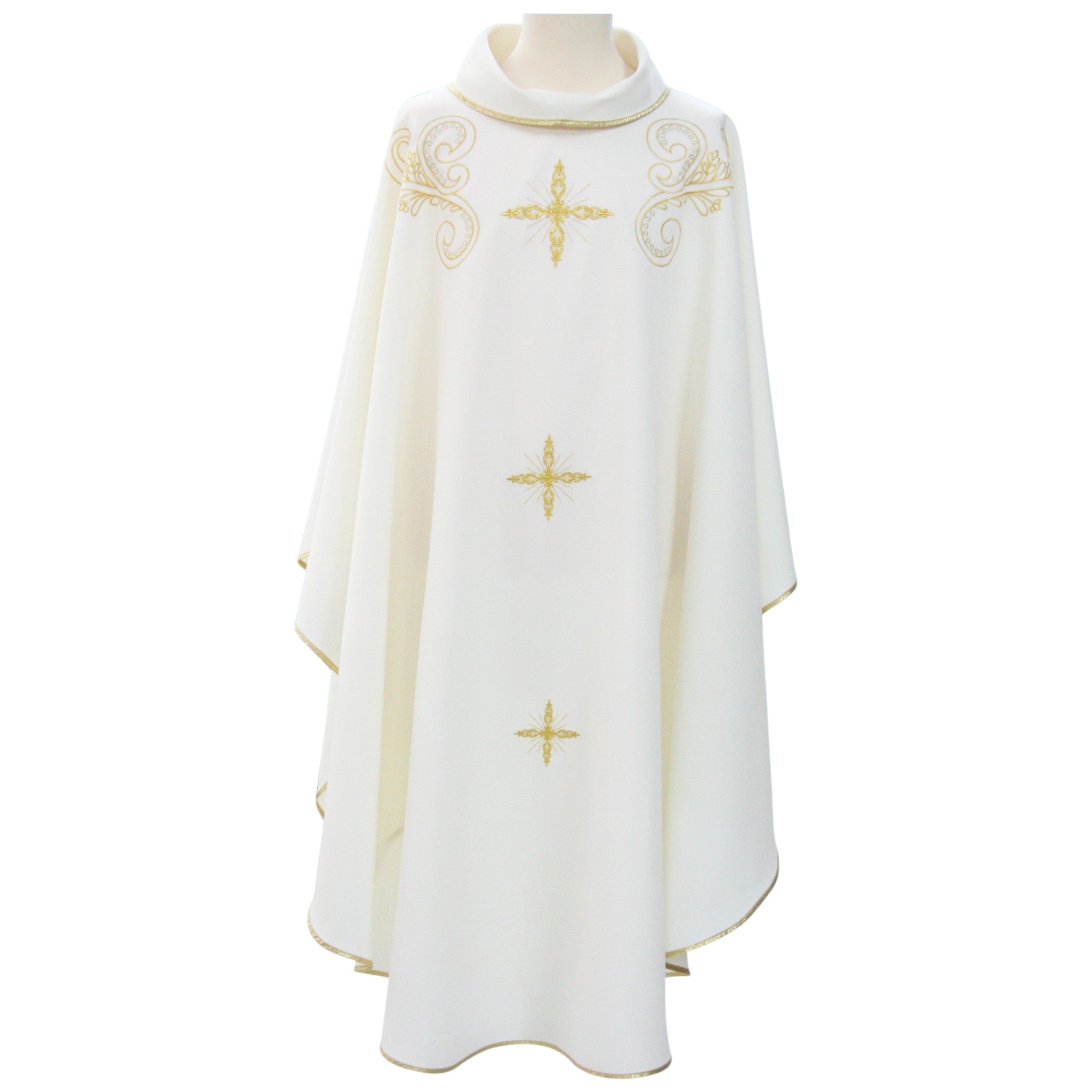 Casula da Sacerdote Ricamo tre croci Dettaglio Spalle (Disponibile Colori liturgici, Rosa e Nero)