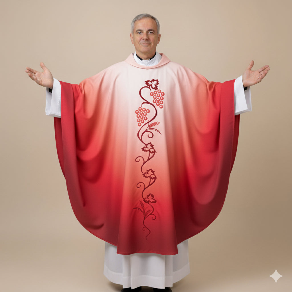Casula Stampa Vite e Uva con Sfumatura (Colori Liturgici disponibili)