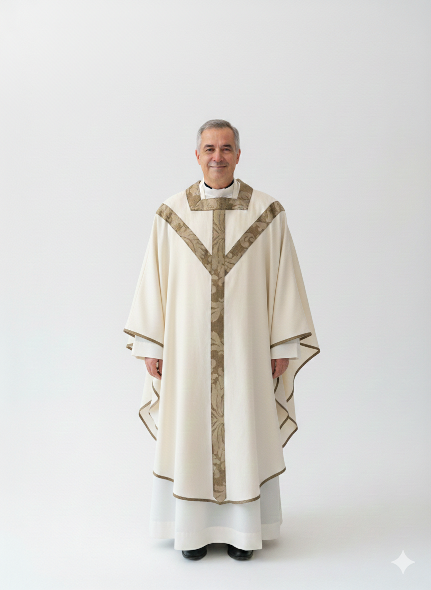 Casula  con motivo Y e collo quadro