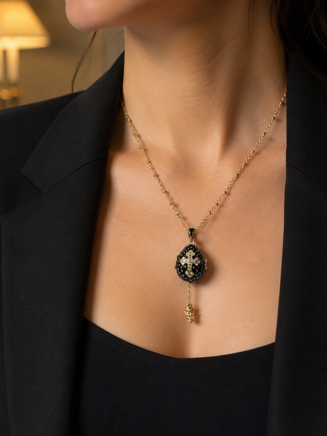 Collana Ovetto della Fede con Angelo custode