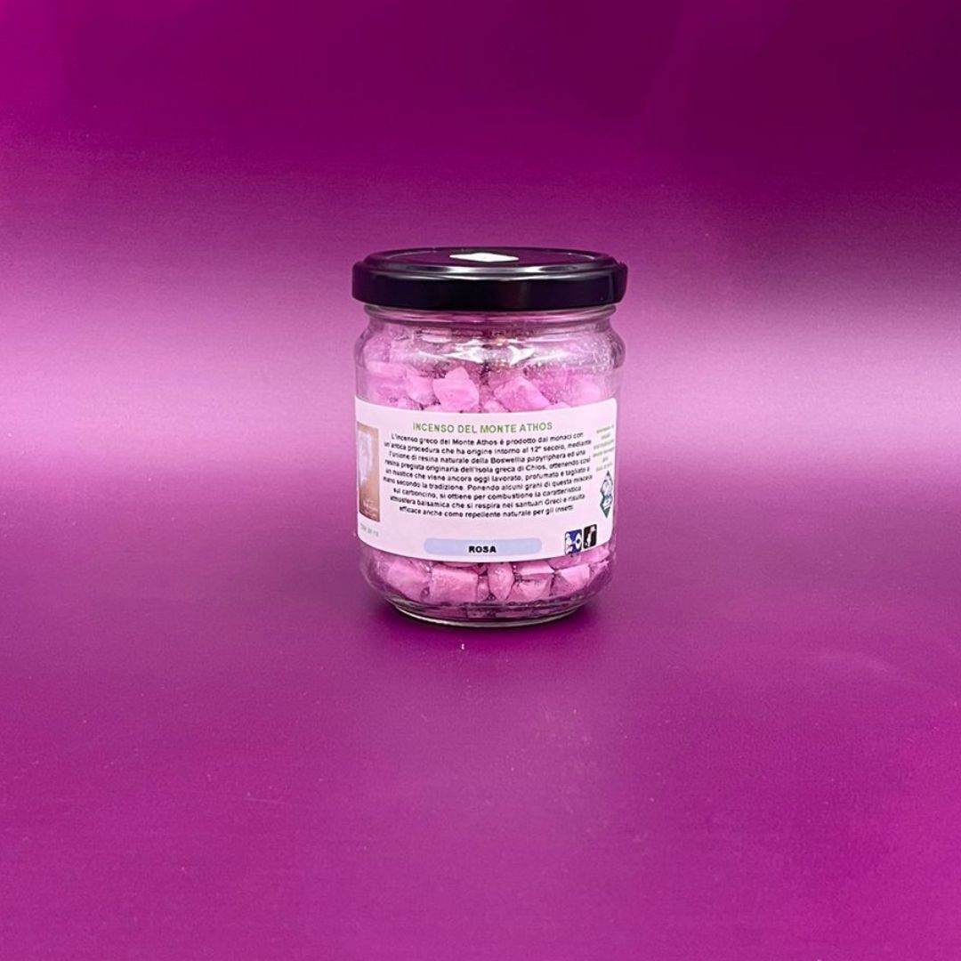 Incenso Greco in Grani Monte Athos Aroma Rosa Barattolo 110 Grammi