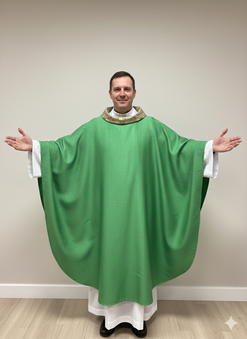 Casula con stola e collo in broccato bronzo